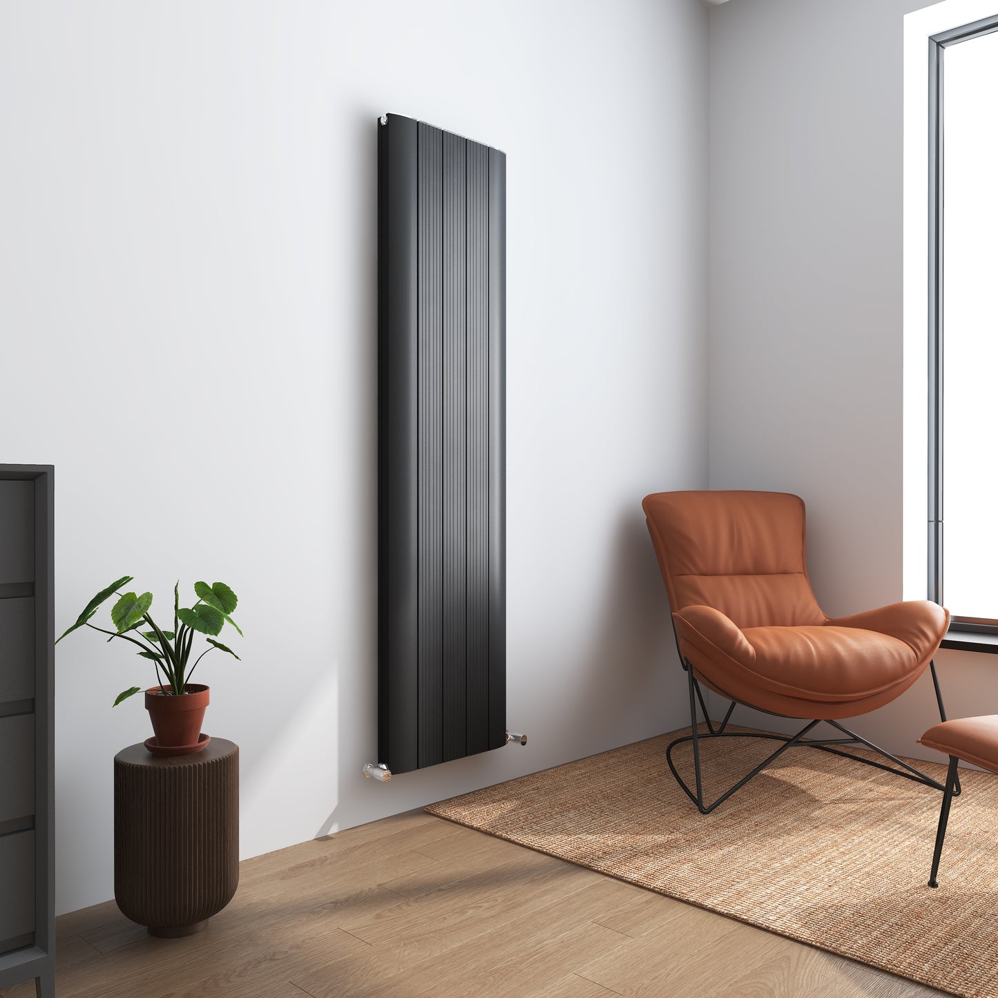 Raiden Vertical Double Aluminium Radiator - Various Sizes - Black