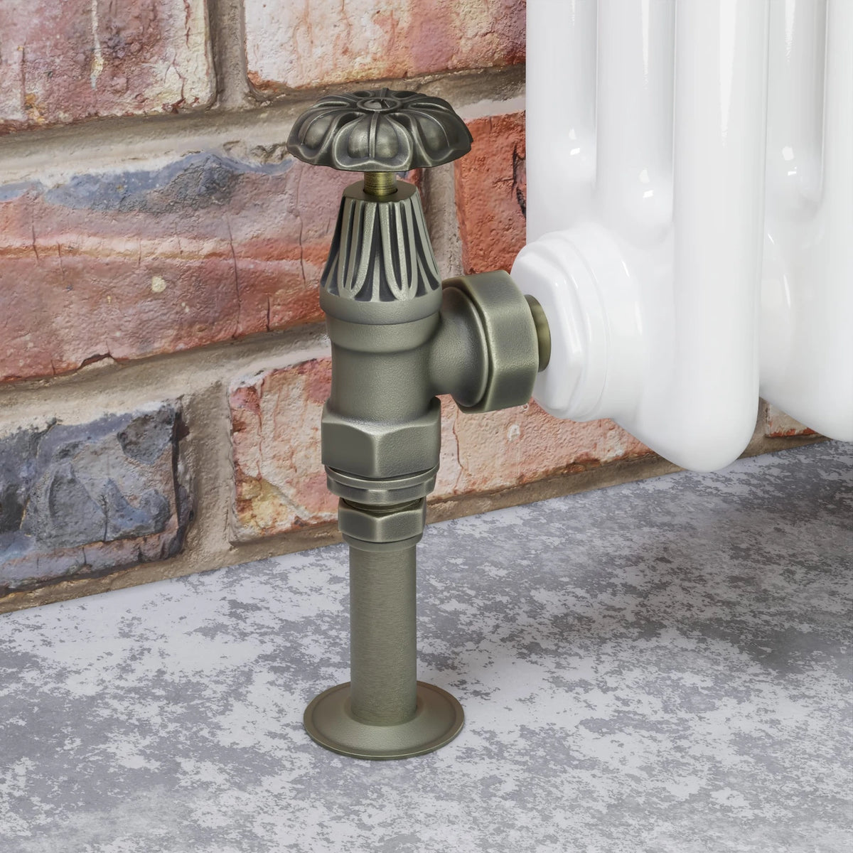 Abbey Manual Radiator Valve Angled - Old English Brass