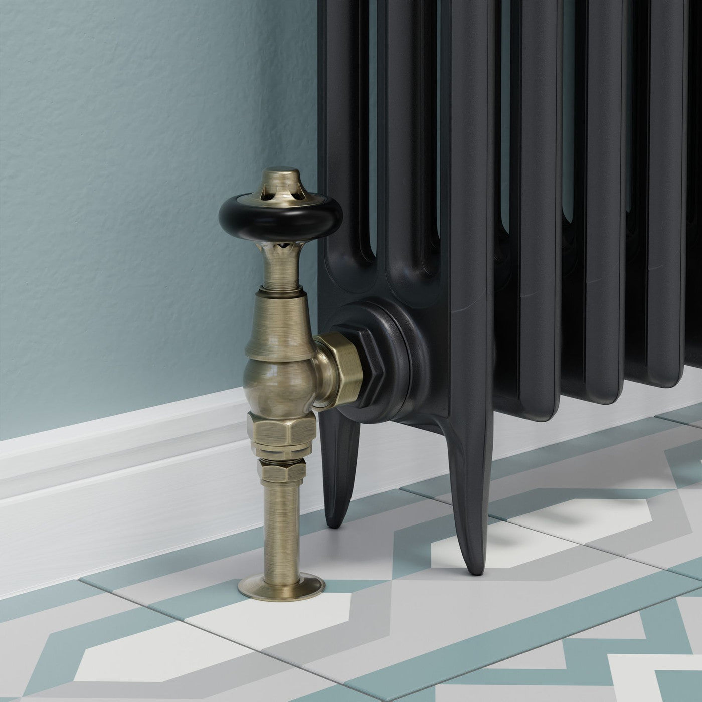 Admiral Thermostatic Radiator Valve Angled - Antique Brass