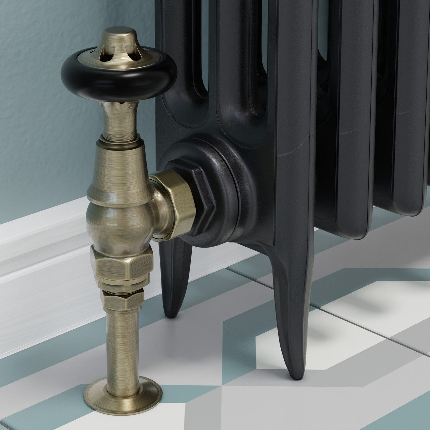Admiral Thermostatic Radiator Valve Angled - Antique Brass