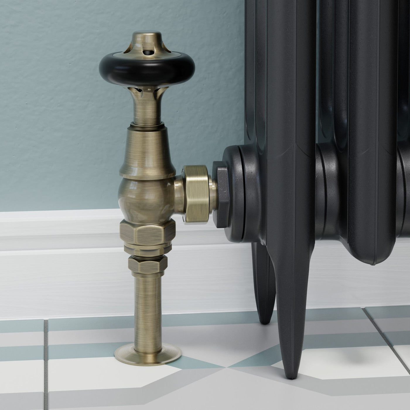 Admiral Thermostatic Radiator Valve Angled - Antique Brass
