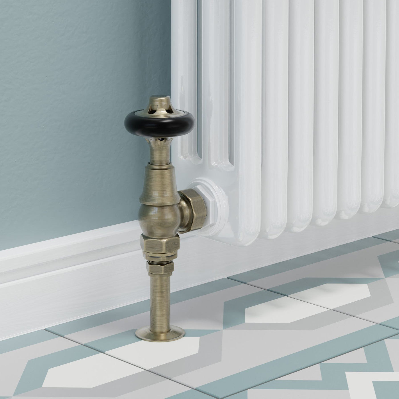 Admiral Thermostatic Radiator Valve Angled - Antique Brass