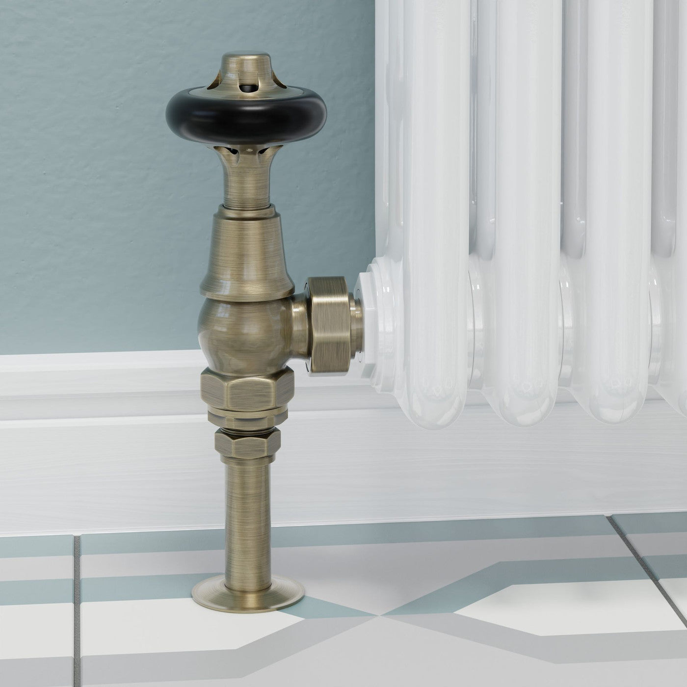 Admiral Thermostatic Radiator Valve Angled - Antique Brass