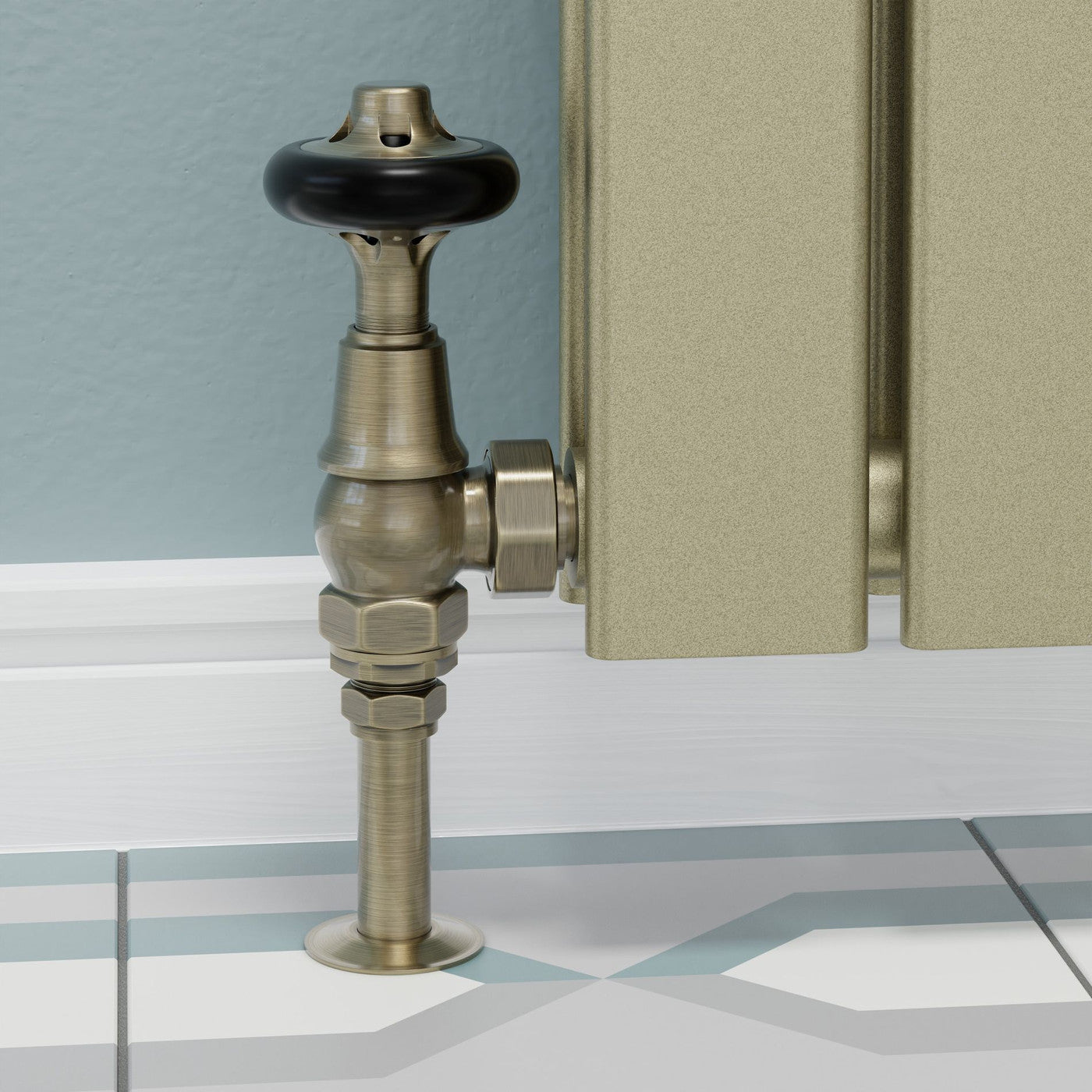 Admiral Thermostatic Radiator Valve Angled - Antique Brass