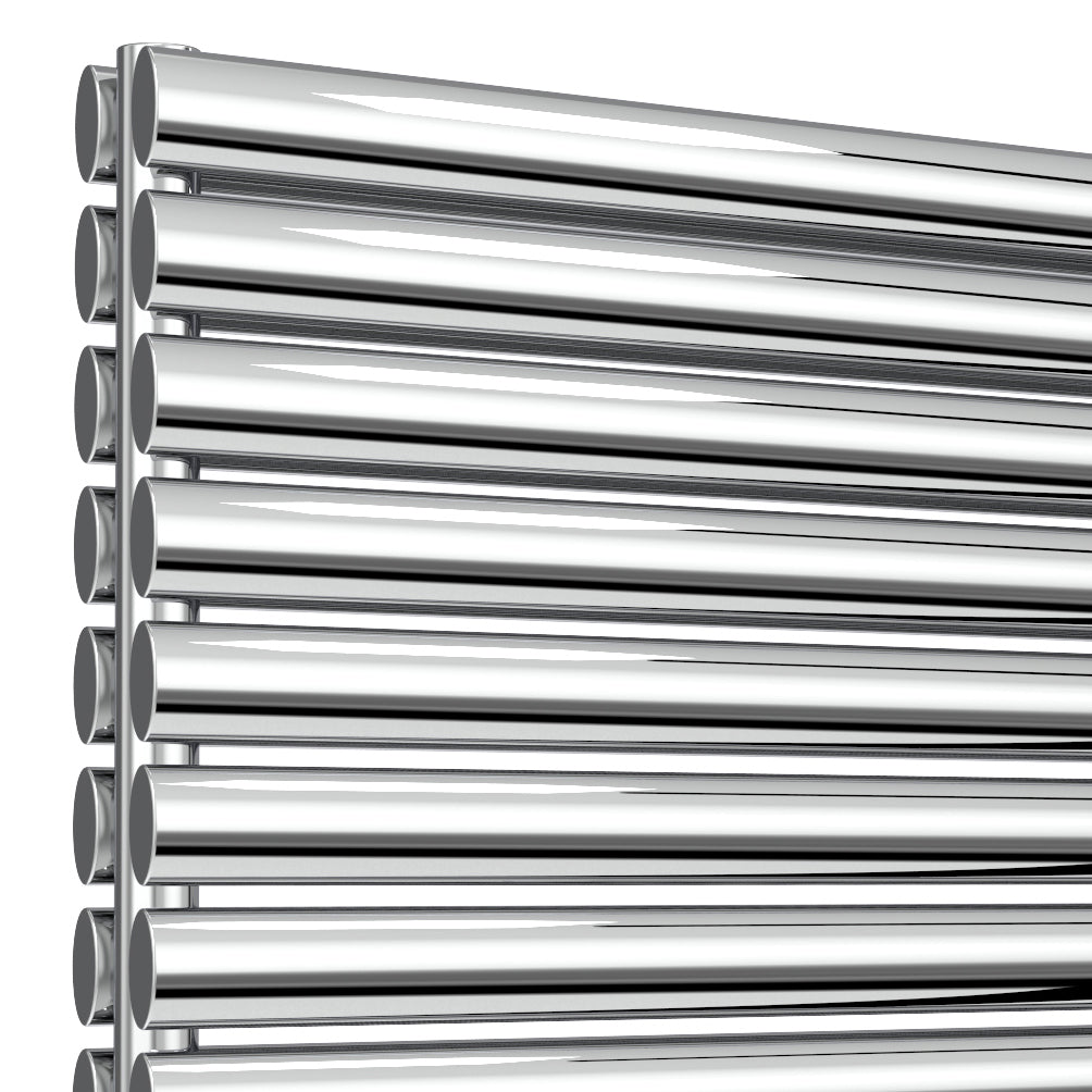 Artena Double Horizontal Radiator - 590mm Tall - Polished Stainless Steel - Various Sizes