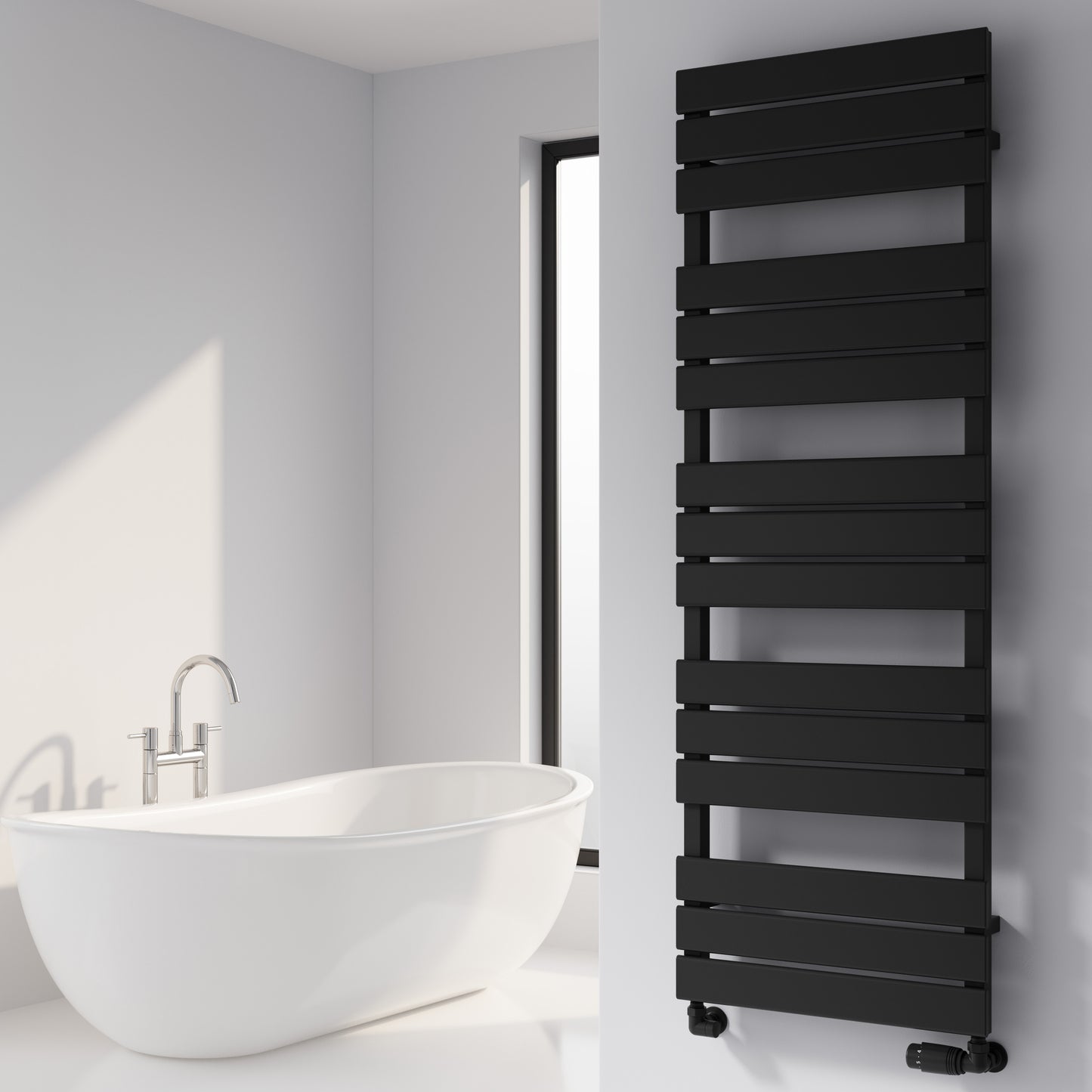 Avola Dual Fuel Heated Towel Rail - Black - Various Sizes