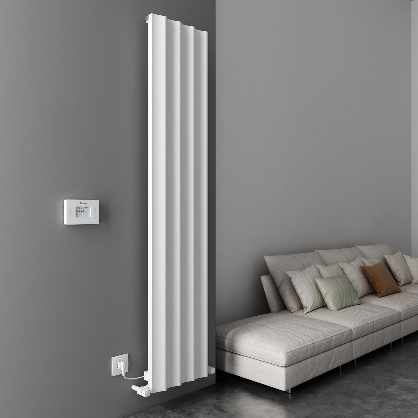 Boreas S Electric Vertical Aluminium Radiator - 1800mm Tall - Various Colours + Sizes