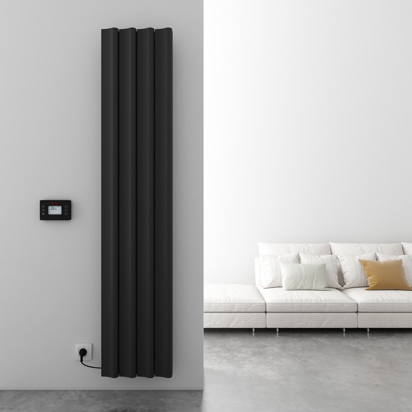 Boreas S Electric Vertical Aluminium Radiator - 1800mm Tall - Various Colours + Sizes