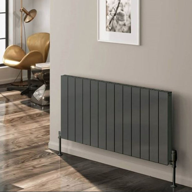 Kamari Horizontal Double Aluminium Radiator - 600mm Tall - Anthracite - Various Sizes