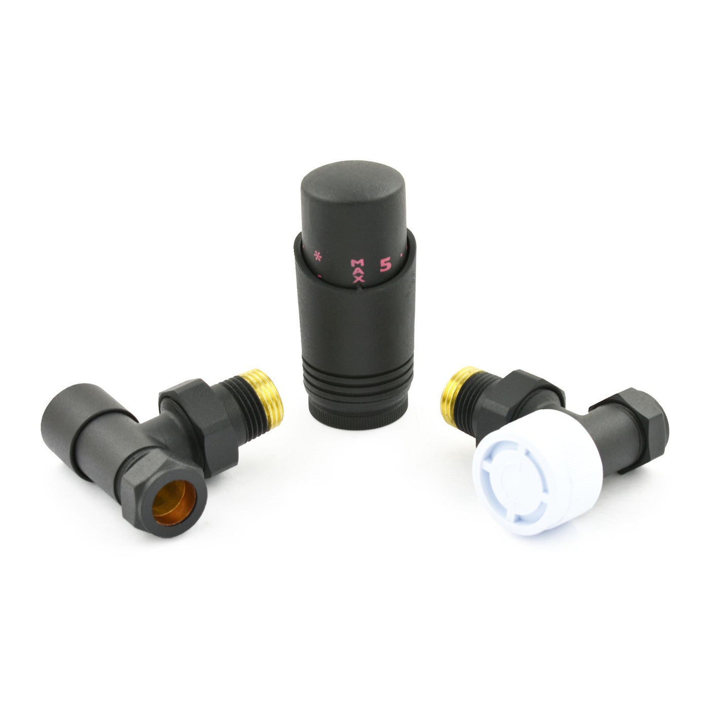 Classic Thermostatic Radiator Valve - Angled - Textured Black