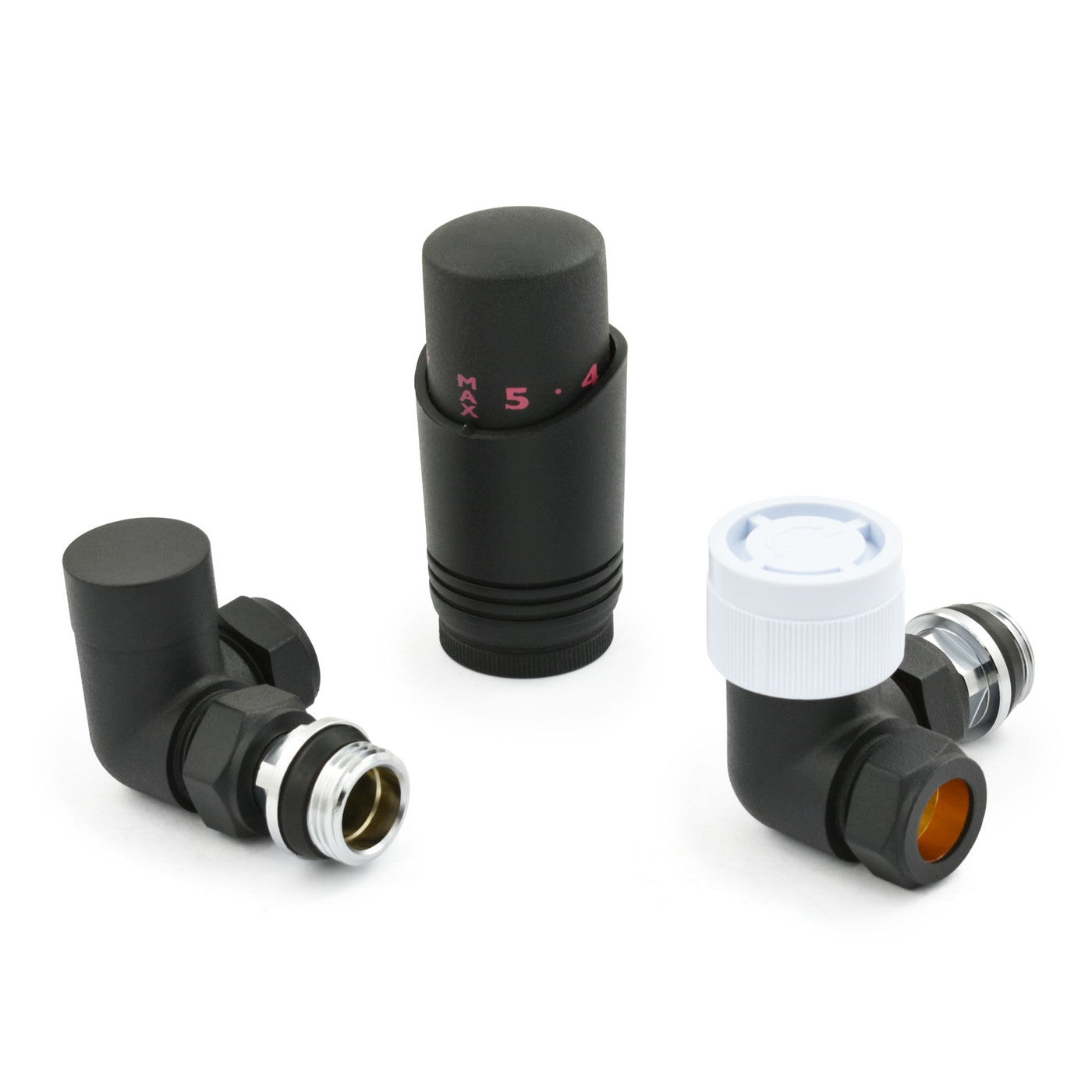 Classic Thermostatic Radiator Valve - Corner - Textured Black