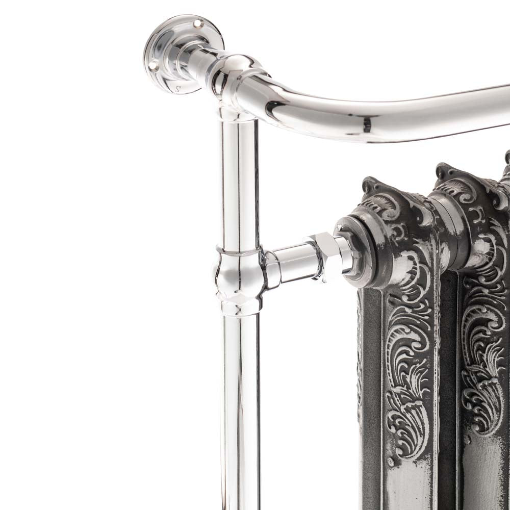 Rococo Cast Iron Decorative Towel Rail - 963 x 673 - Chrome Frame - Various Colours