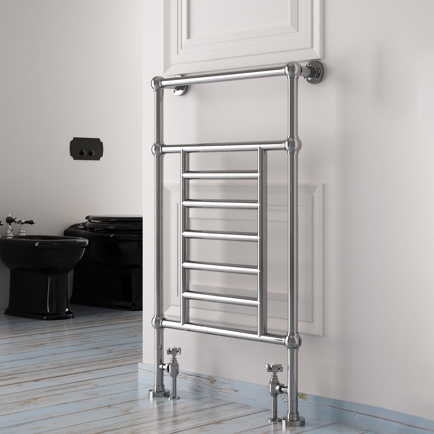 Edward Traditional Heated Towel Rail - 950mm x 650mm - Chrome