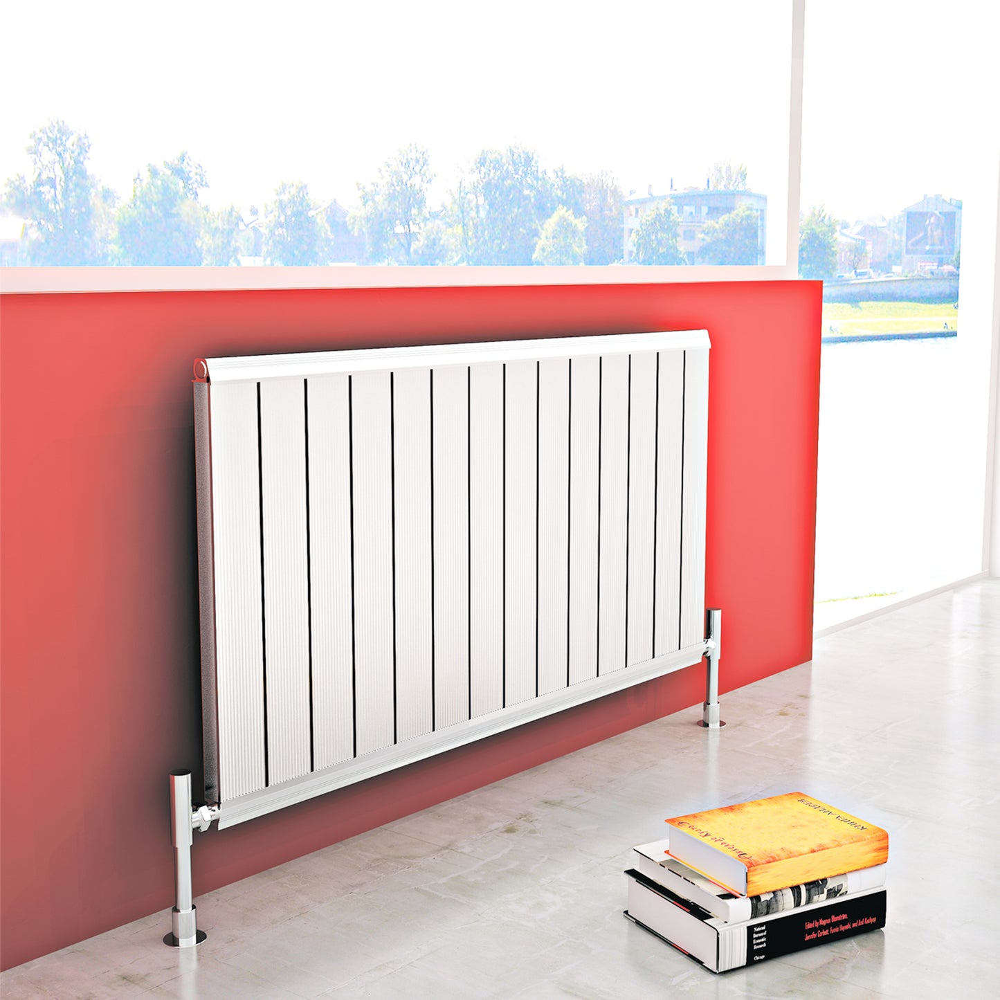 Elite Horizontal Aluminium Radiator - 600mm Tall - White - Various Sizes