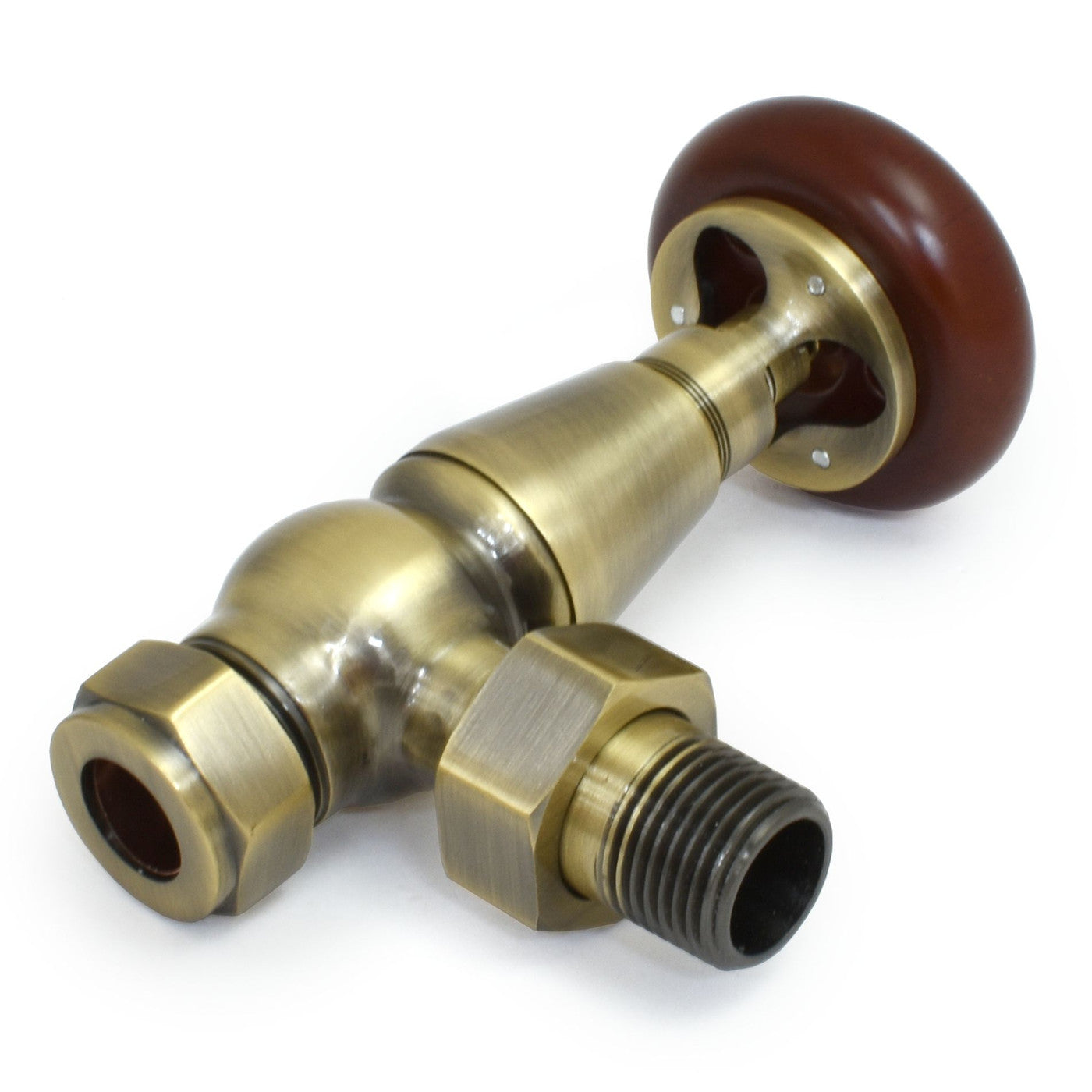 Oakfield Traditional Manual Radiator Valve Angled - Antique Brass