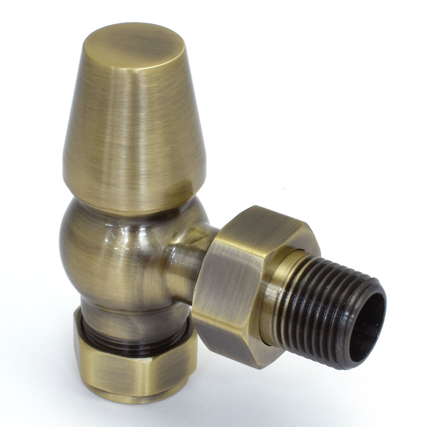 Oakfield Traditional Manual Radiator Valve Angled - Antique Brass