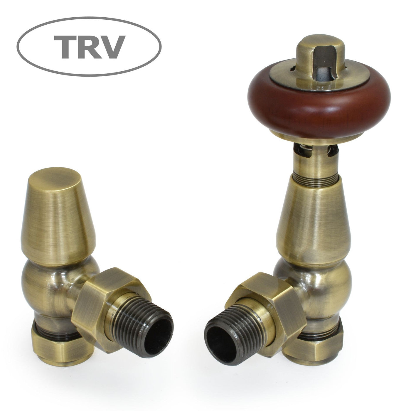 Oakfield Traditional Manual Radiator Valve Angled - Antique Brass