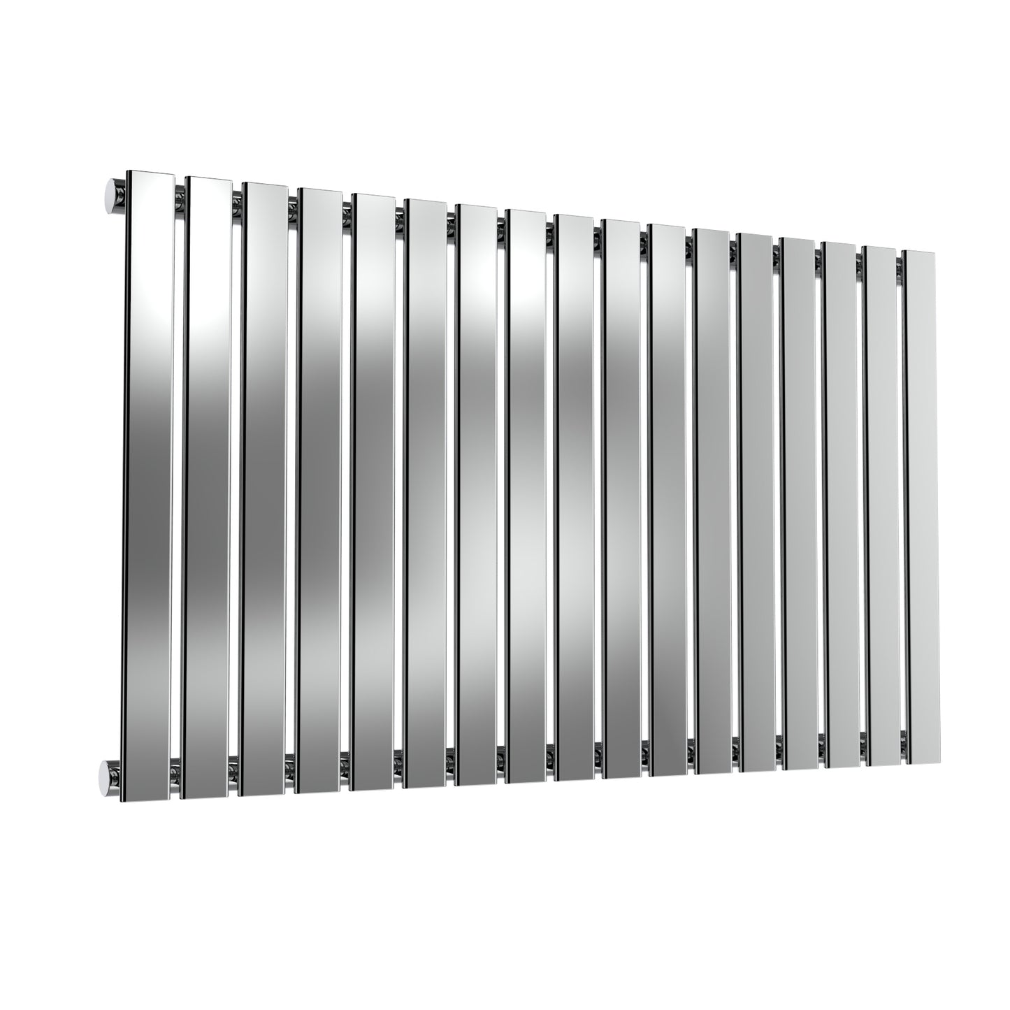 Flox Horizontal Single Radiator - 600mm Tall - Polished Stainless Steel - Various Sizes