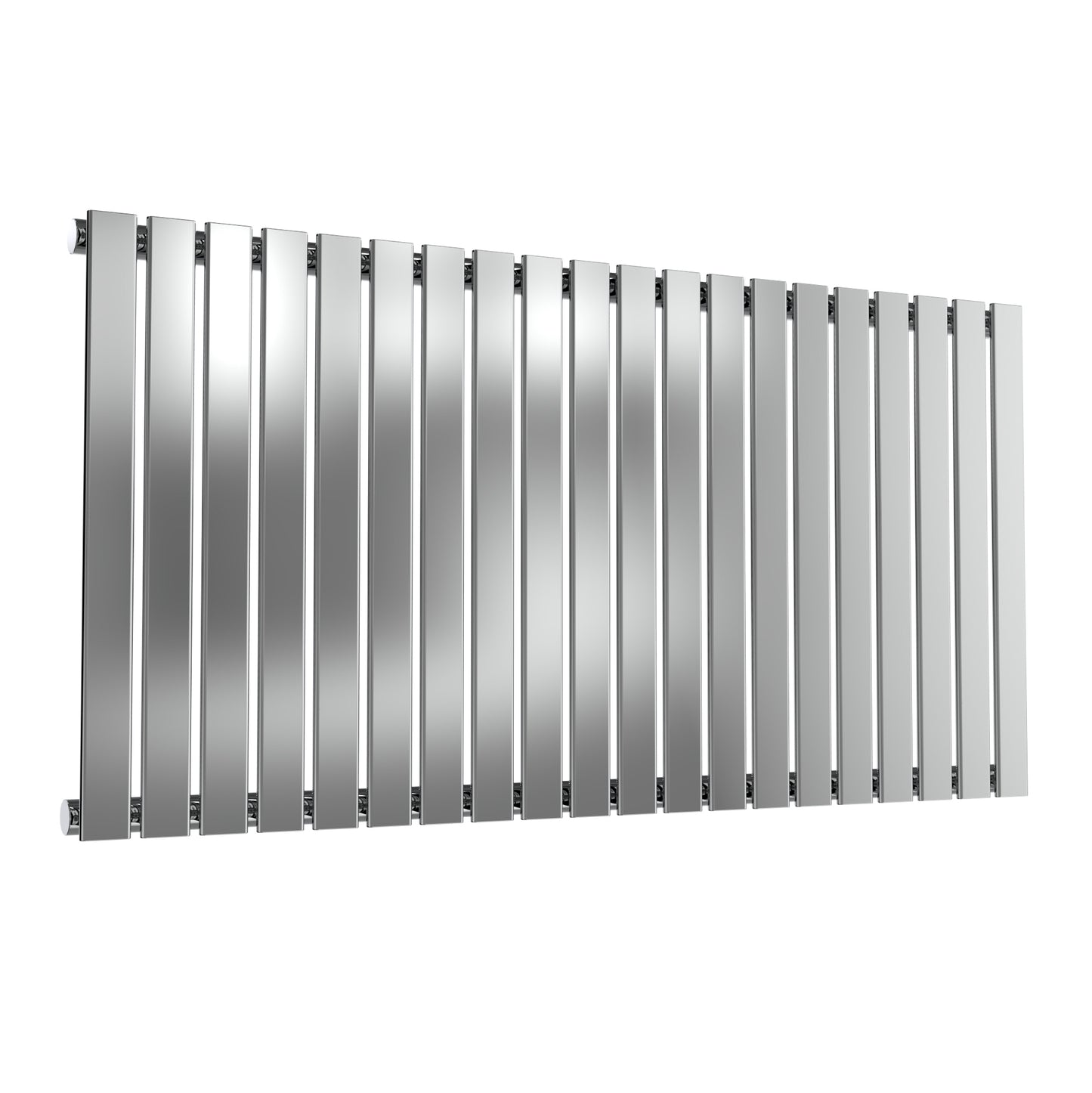 Flox Horizontal Single Radiator - 600mm Tall - Polished Stainless Steel - Various Sizes