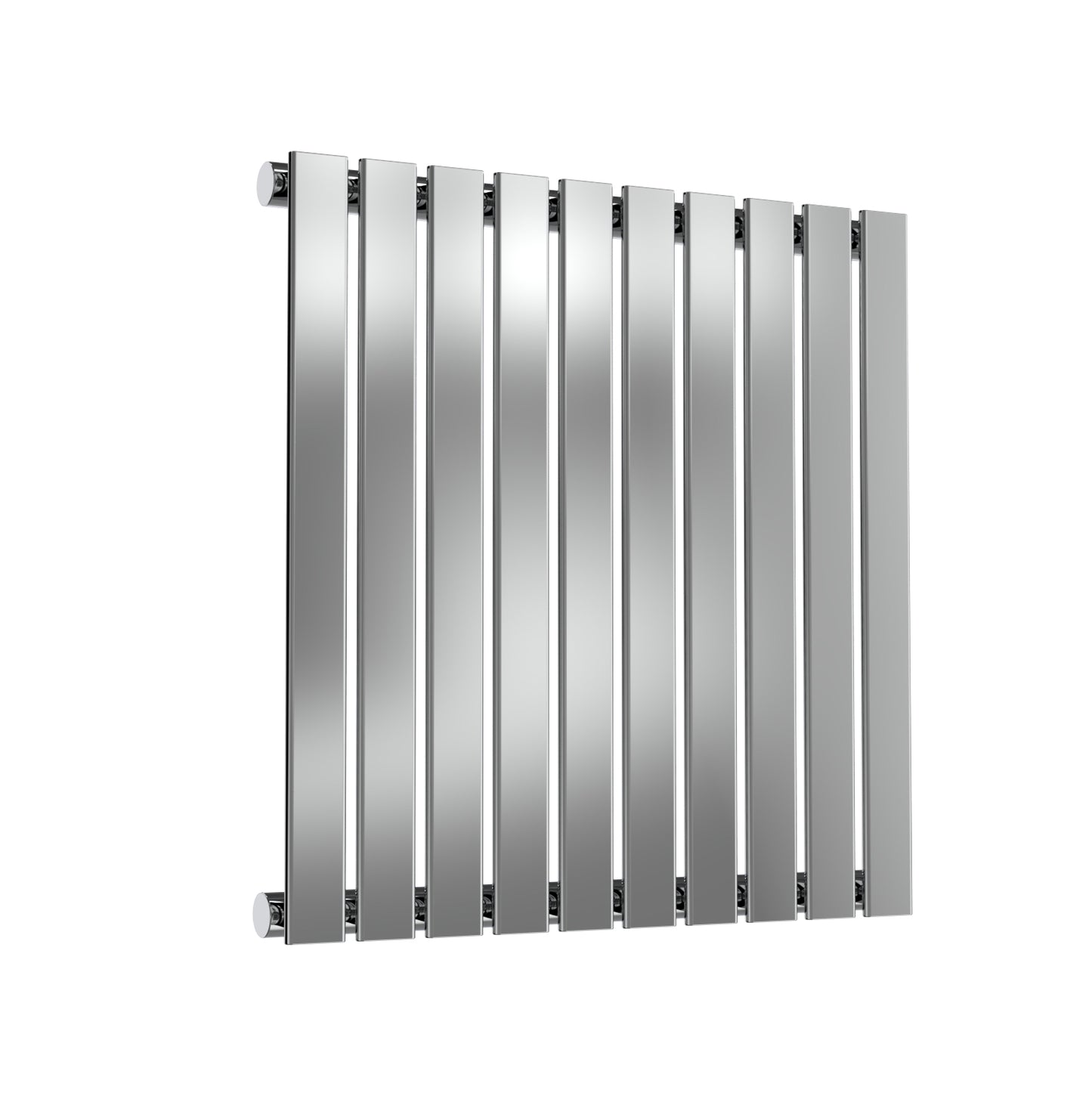 Flox Horizontal Single Radiator - 600mm Tall - Polished Stainless Steel - Various Sizes