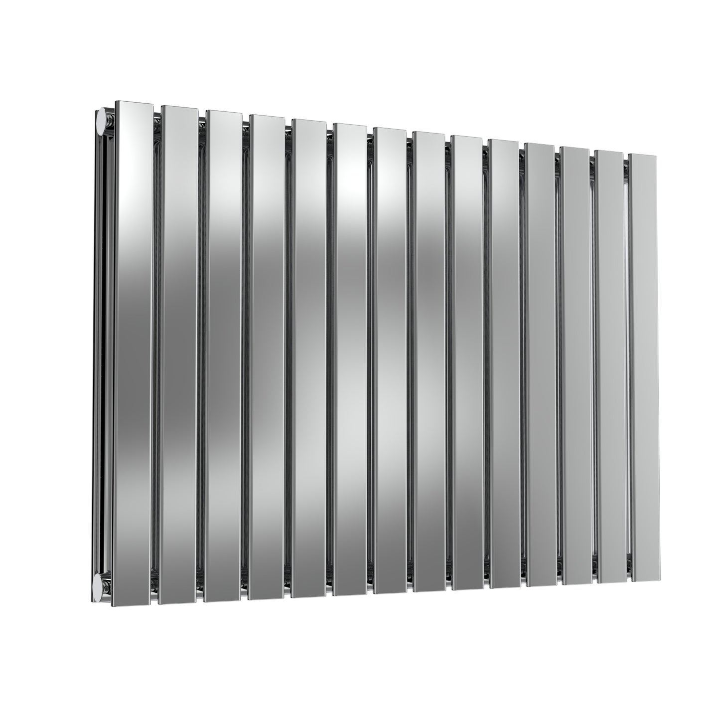 Flox Horizontal Double Radiator - 600mm Tall - Polished Stainless Steel - Various Sizes