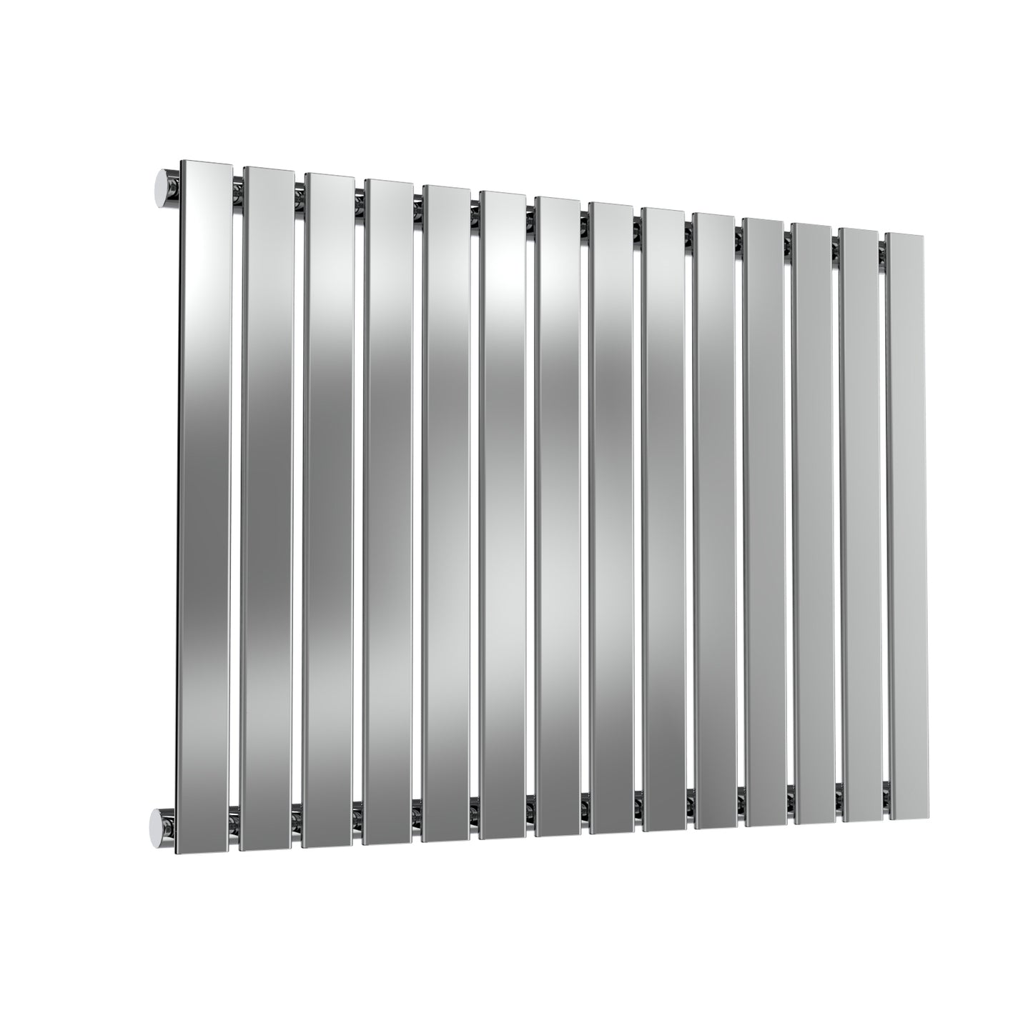 Flox Horizontal Single Radiator - 600mm Tall - Polished Stainless Steel - Various Sizes