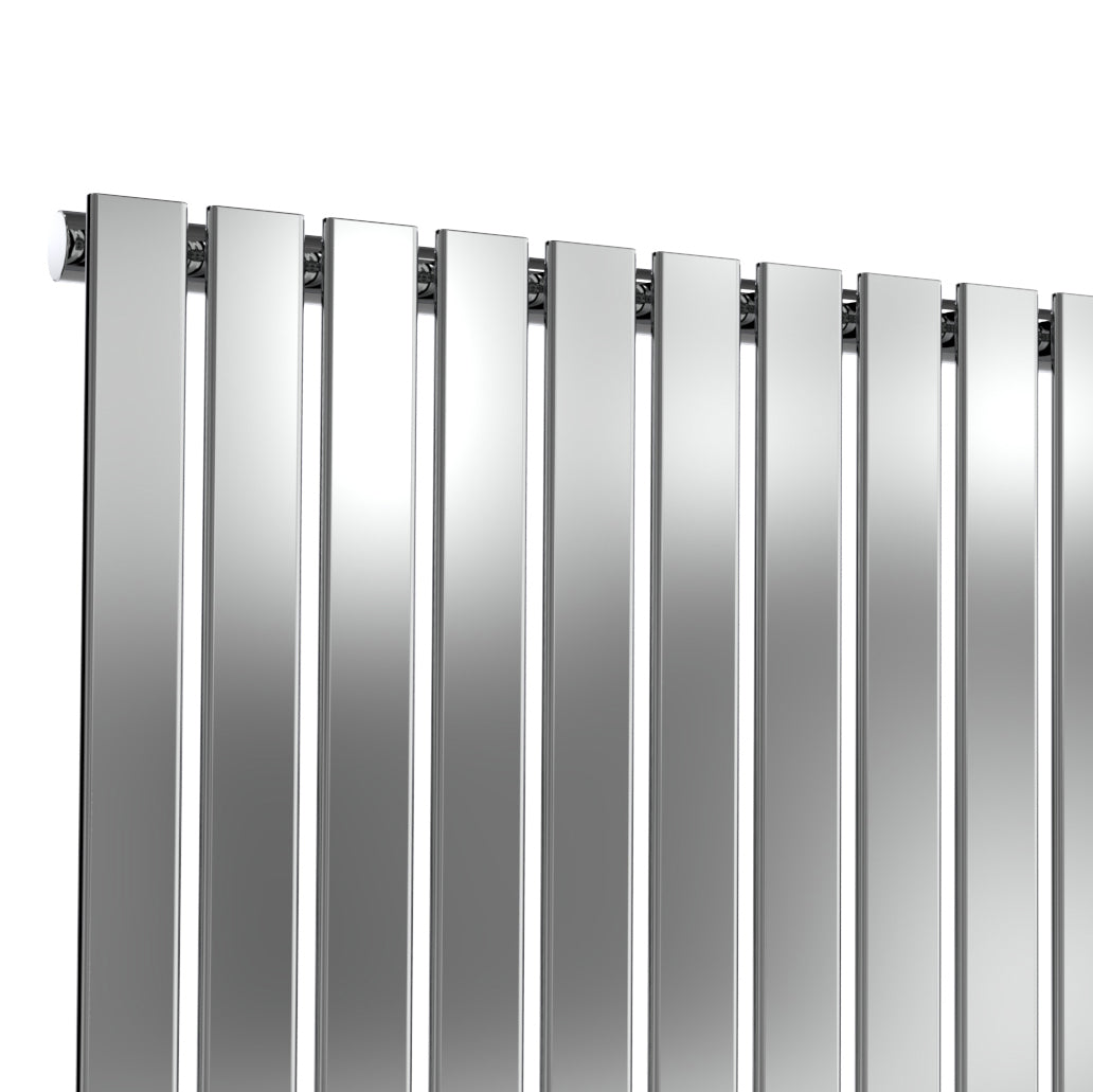 Flox Horizontal Single Radiator - 600mm Tall - Polished Stainless Steel - Various Sizes