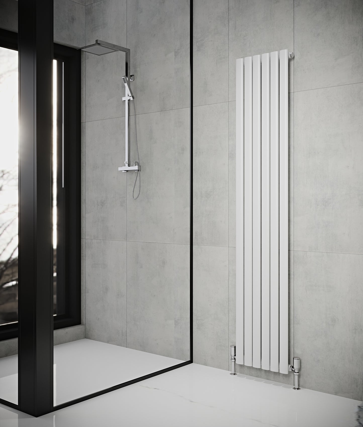 Ovale Vertical Single Column Radiator - Various Sizes - White