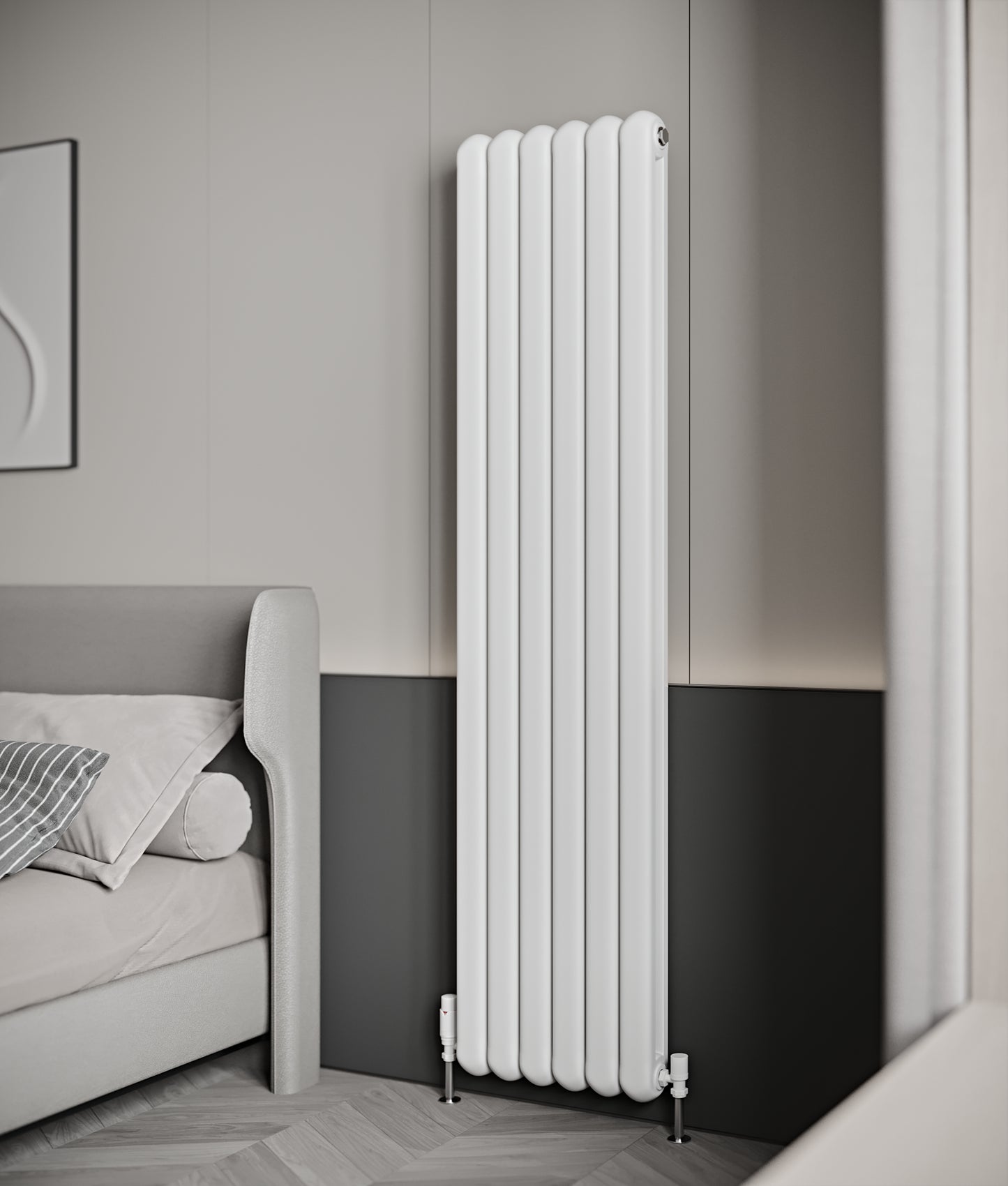 Rond Vertical Single Column Radiator -  White + Anthracite - Various Sizes