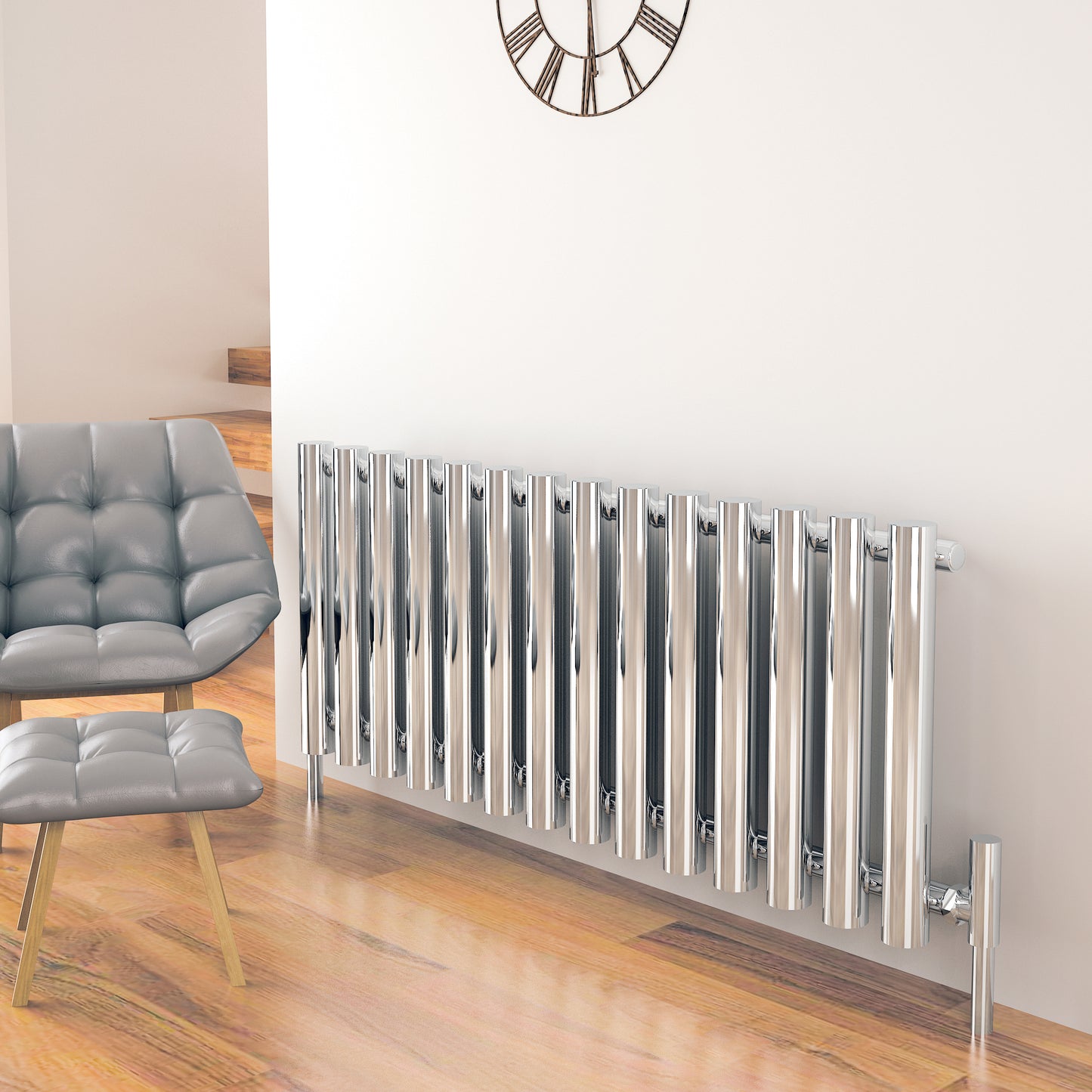 Mayra Horizontal Radiator - 600mm Tall - Various Sizes - Chrome