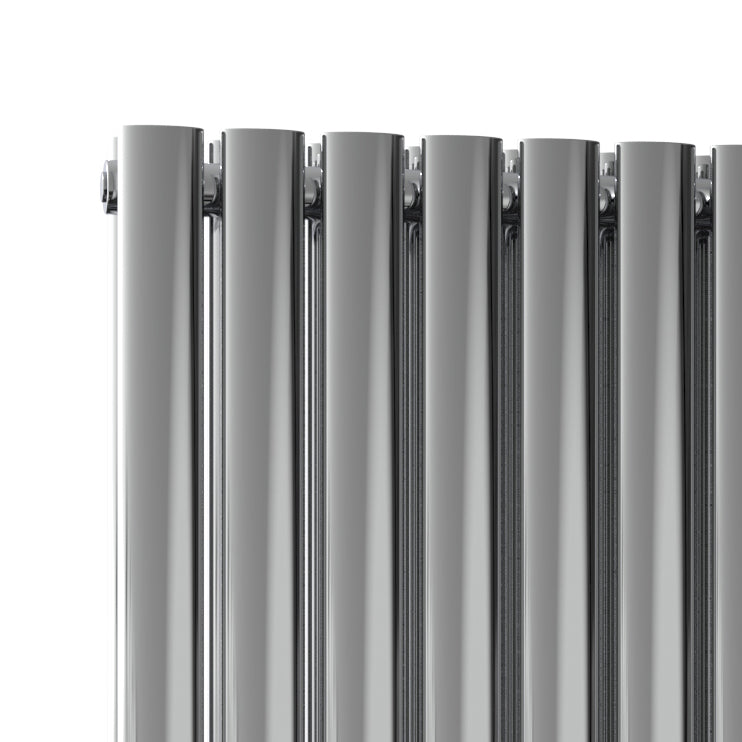 Nerox Horizontal Double Radiator - 600mm Tall - Polished Stainless Steel - Various Sizes