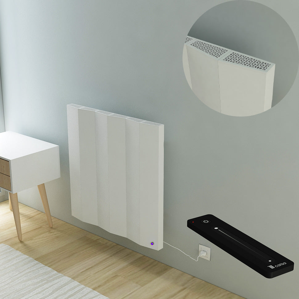 Notus V Electric Horizontal Aluminium Radiator - 600mm Tall - Various Colours + Sizes