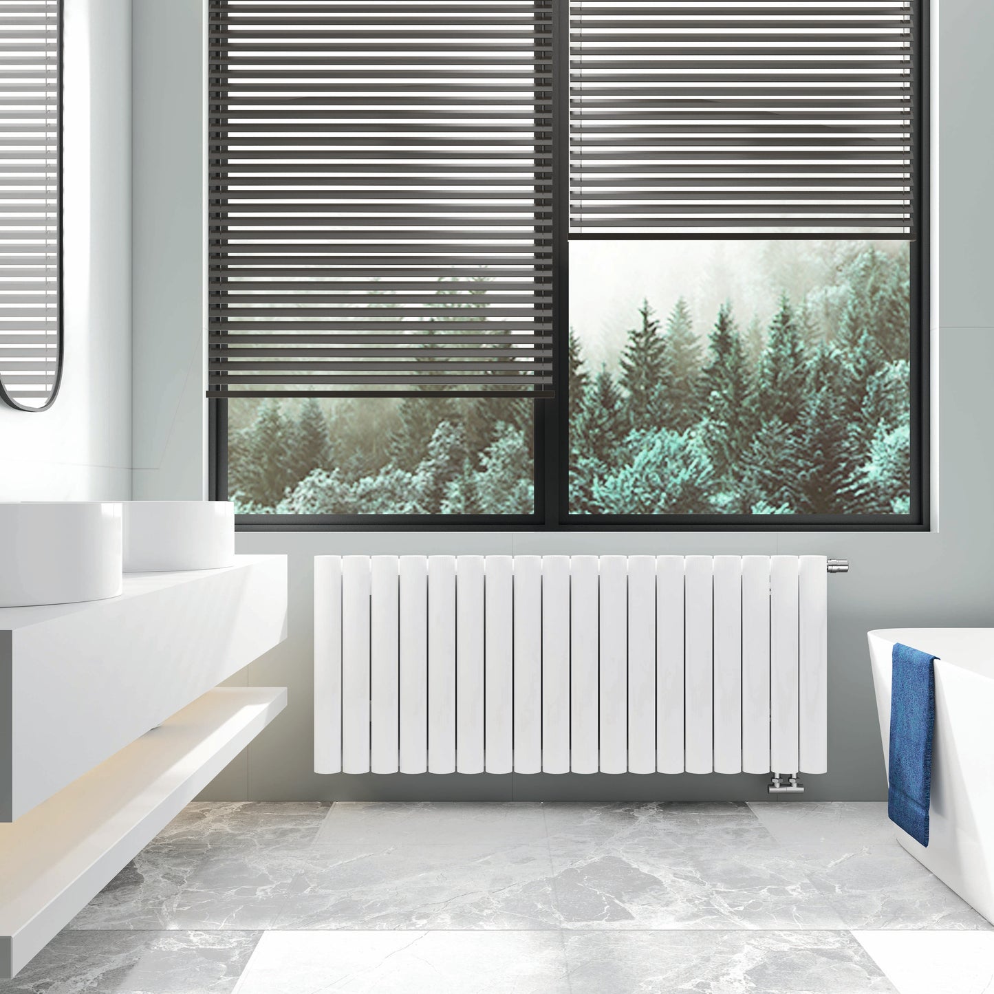 Otto Horizontal Aluminium Radiator - 600mm Tall - Various Colours + Sizes