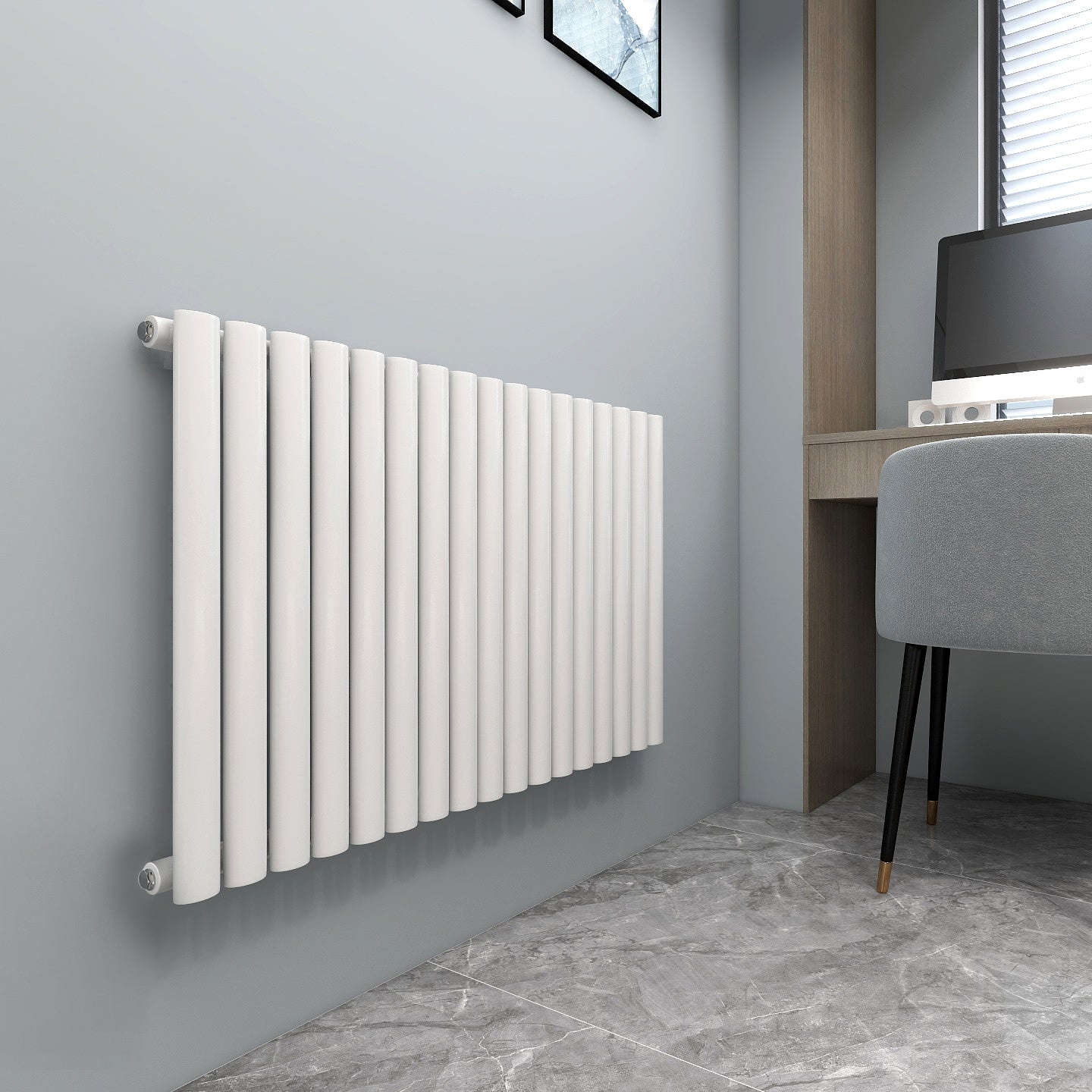 Ovale Horizontal Single Column Radiator - Various Sizes - White