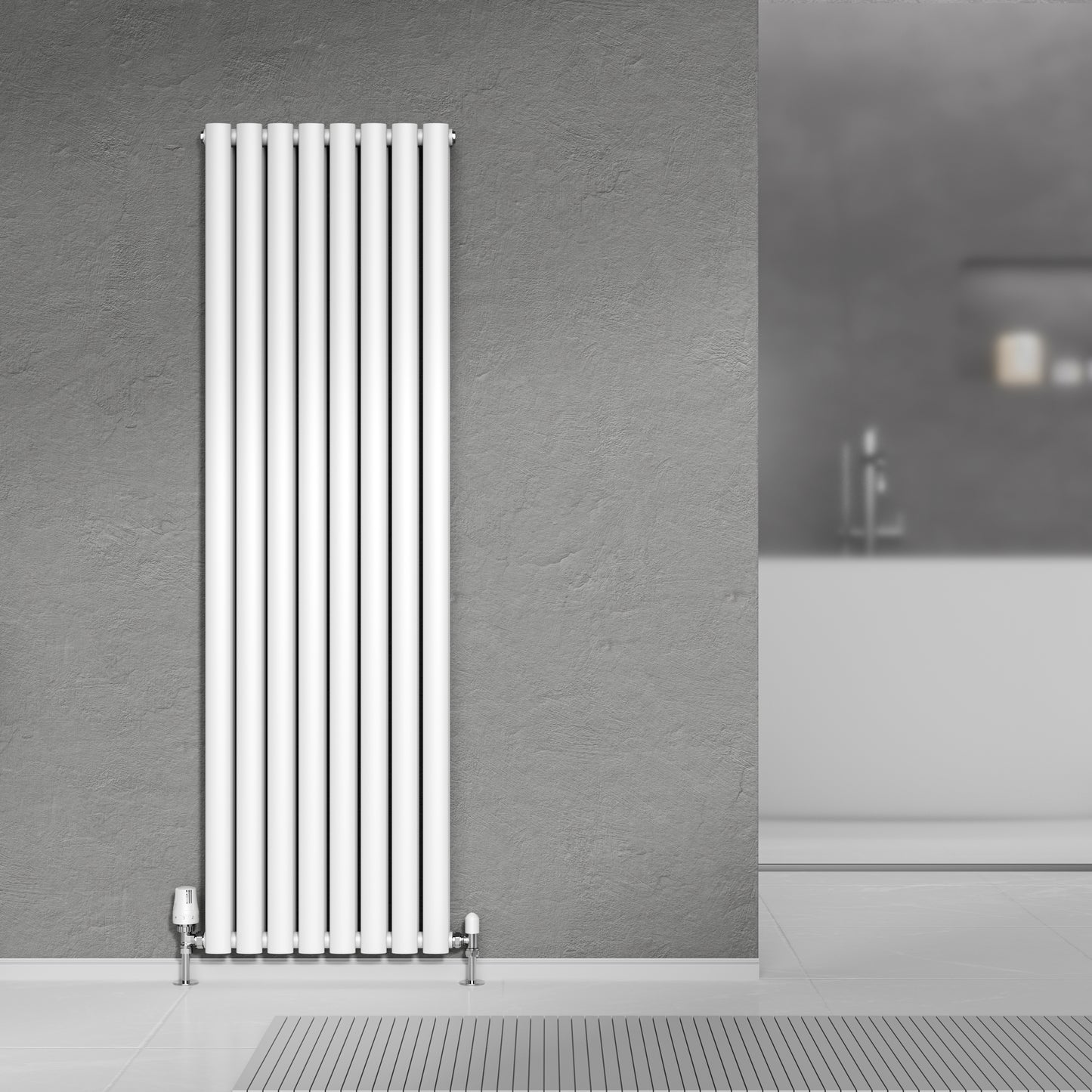 Ovale Vertical Double Column Radiator - Various Sizes - White