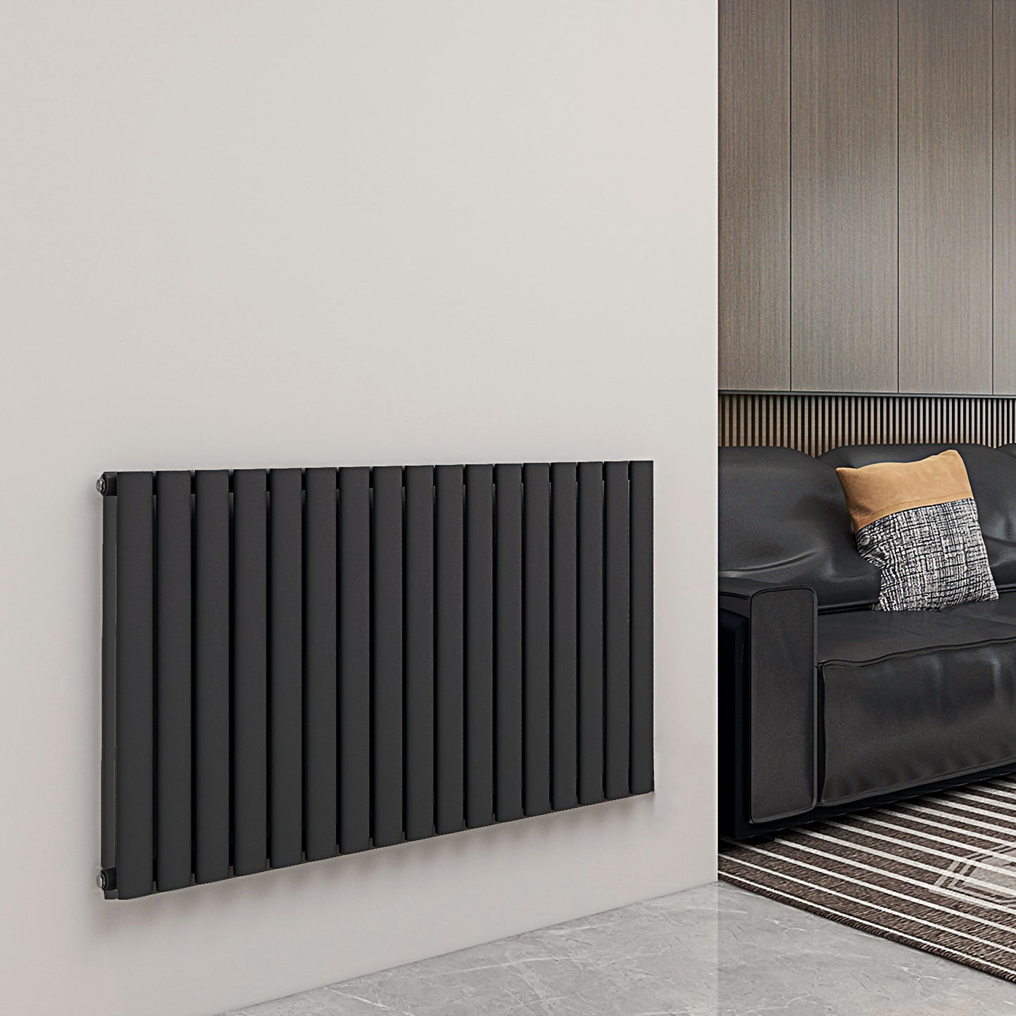 Ovale Horizontal Double Column Radiator - Anthracite