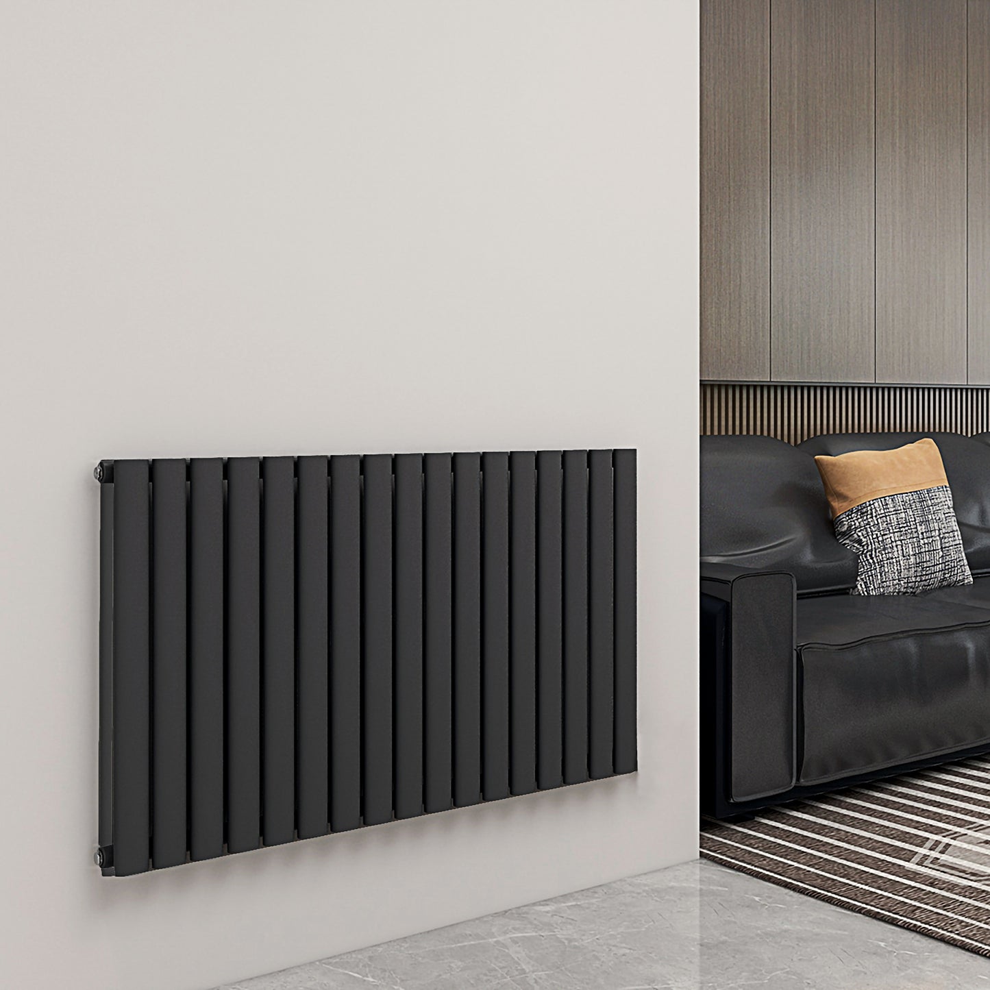 Ovale Horizontal Double Column Radiator - Various Sizes - Anthracite