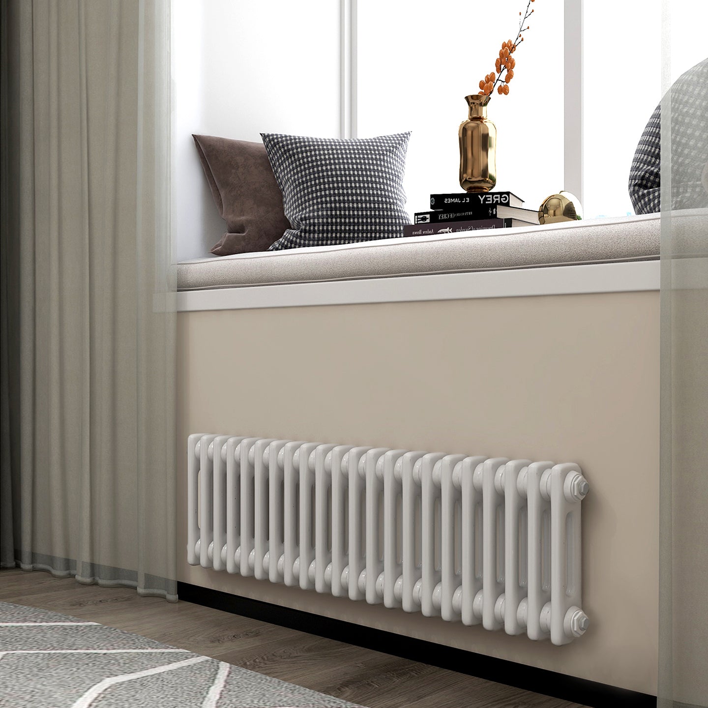 Rond Horizontal Single Column Radiator - White + Anthracite - Various Sizes