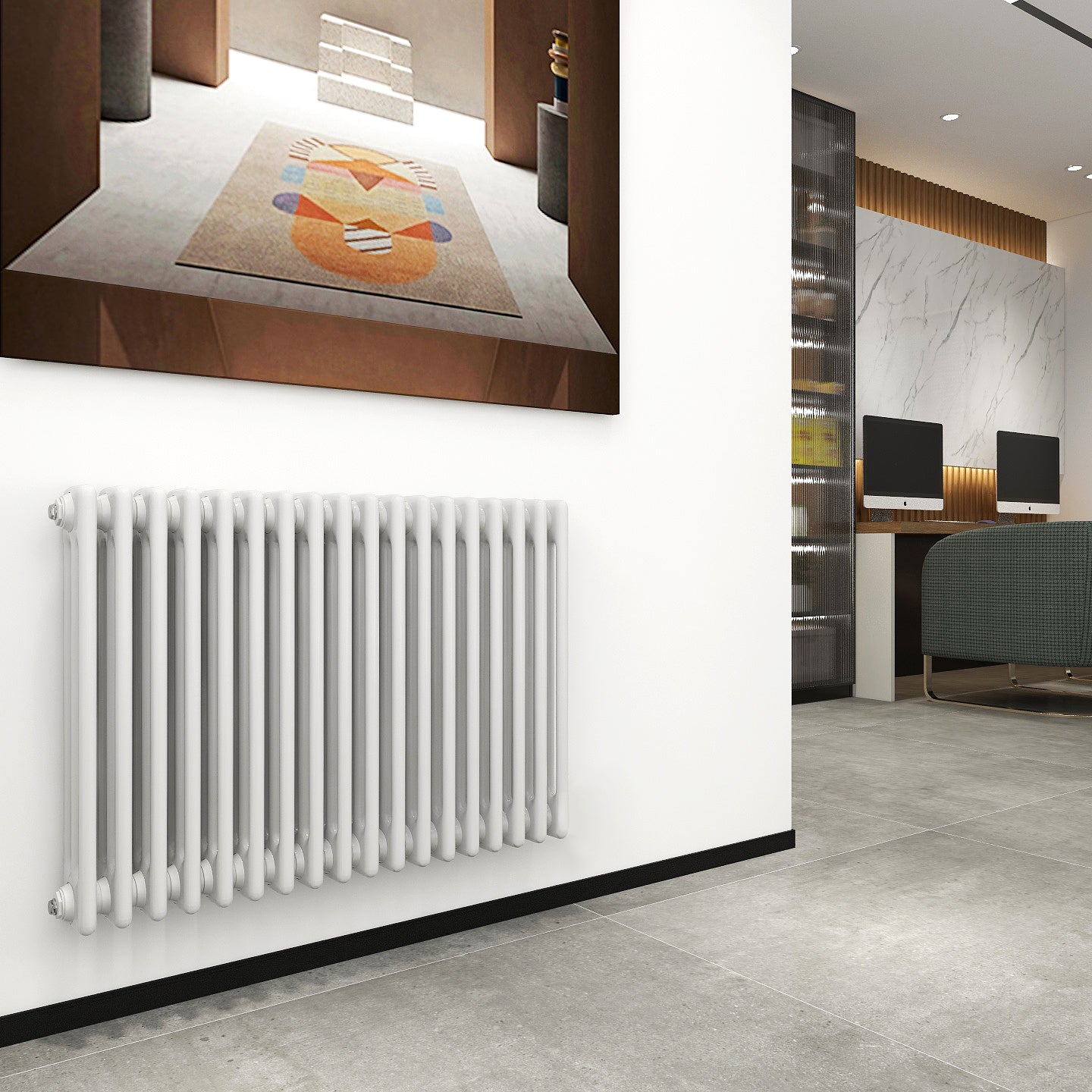 Rond Horizontal Single Column Radiator - White + Anthracite - Various Sizes