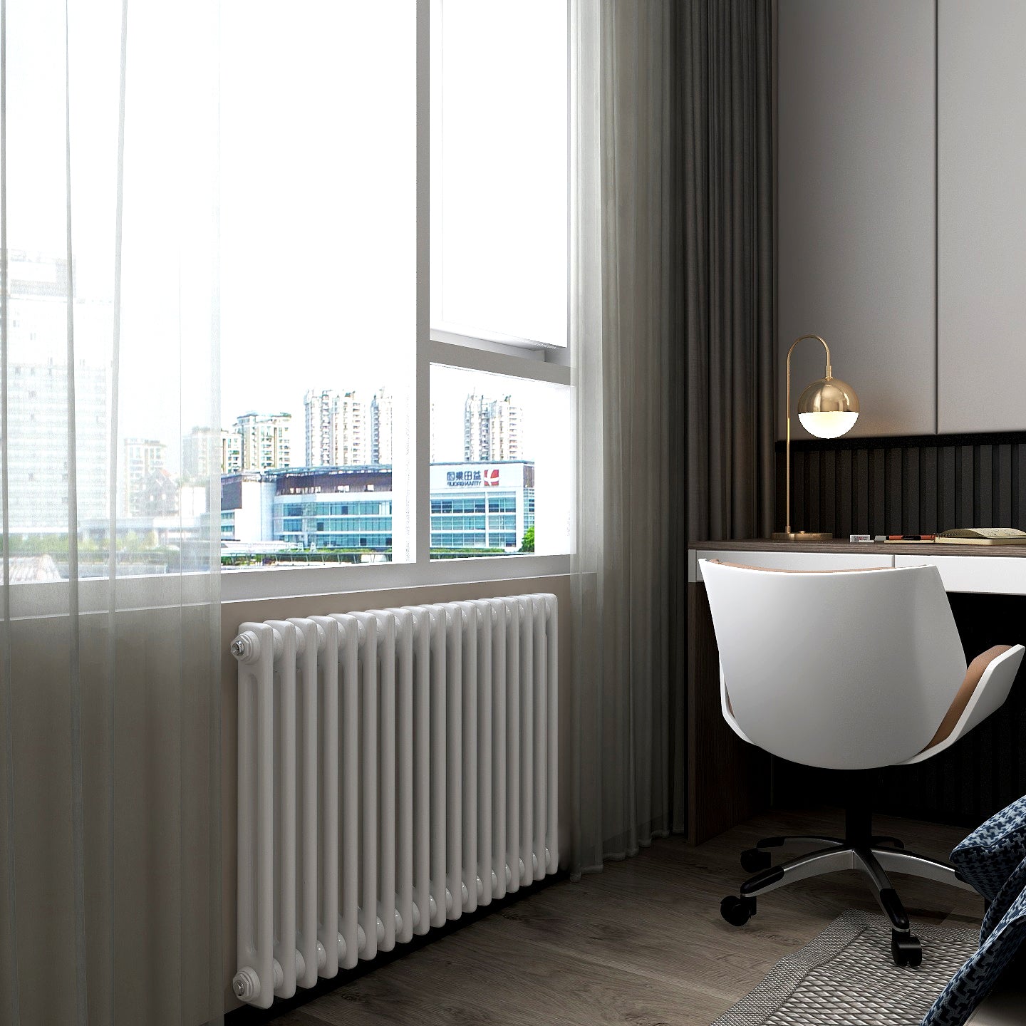 Rond Horizontal Single Column Radiator - White + Anthracite - Various Sizes