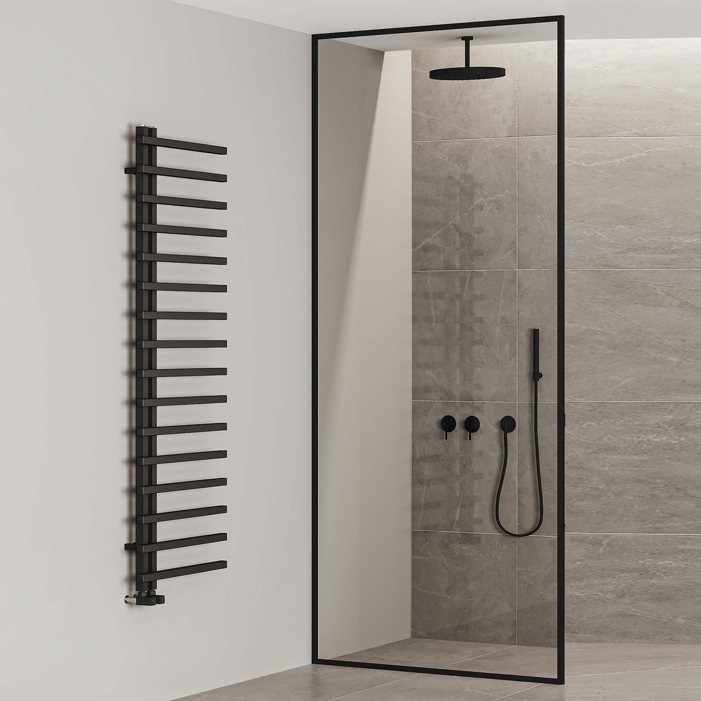 Terra L Aluminium Heated Towel Rail - Various Colours + Sizes