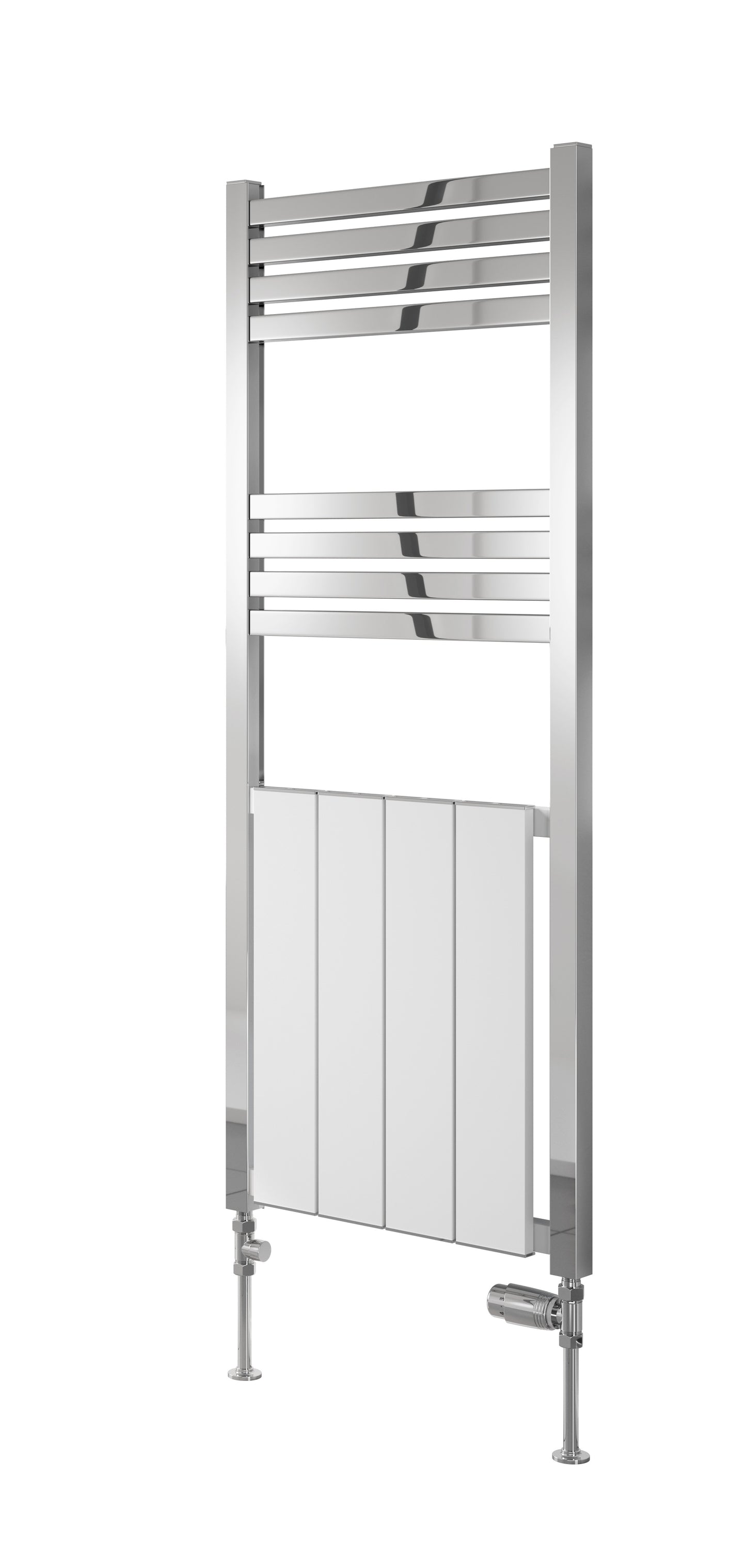 York Dual Fuel Aluminium Heated Towel Rail - 1200mm x 485mm - Chrome & White