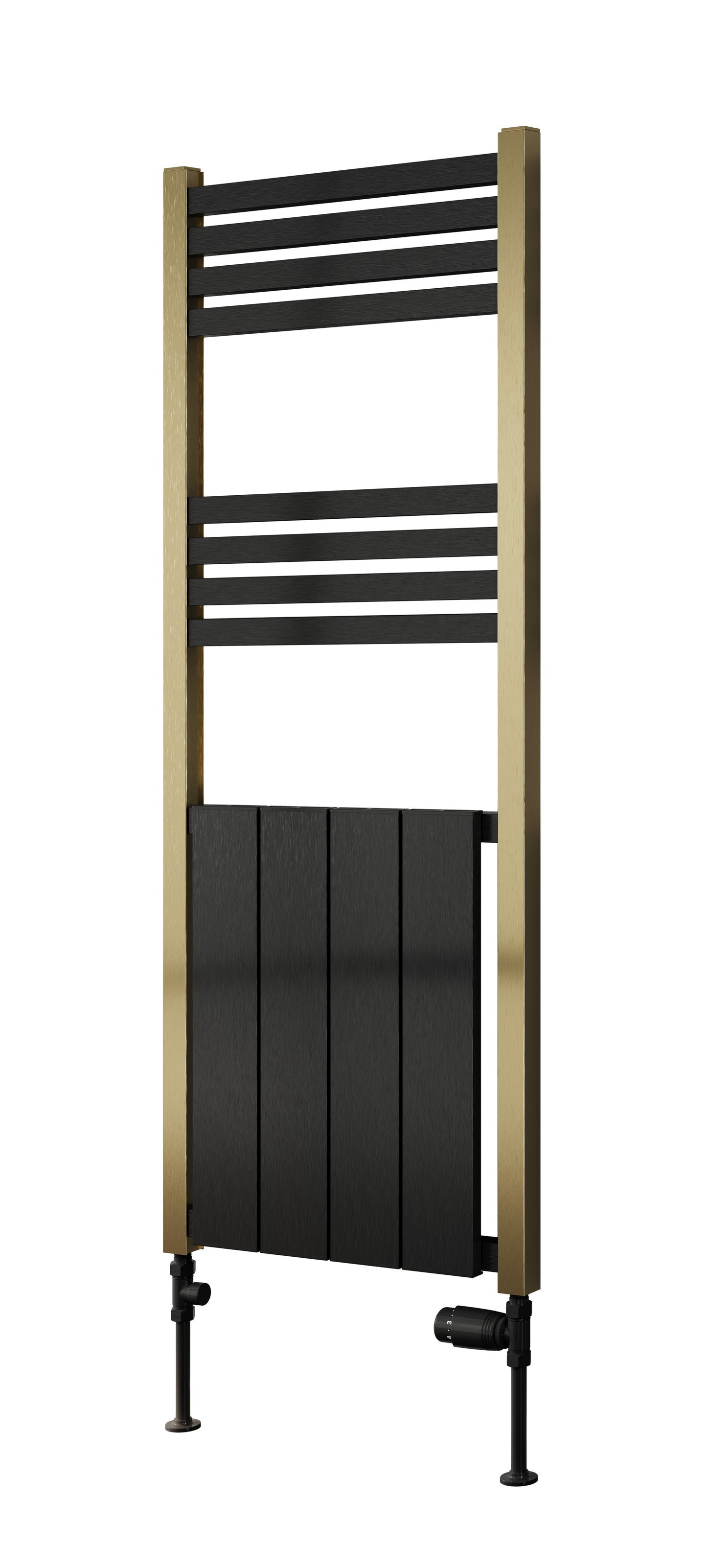 York Aluminium Heated Towel Rail - 1200mm x 485mm - Gold & Black