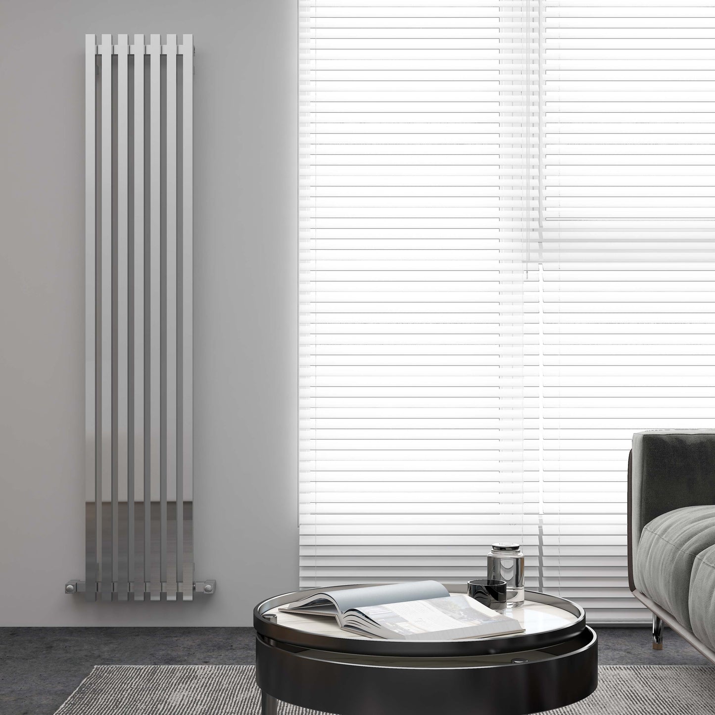 Zara Vertical Column Radiator - 1800mm Tall - Various Sizes- Chrome