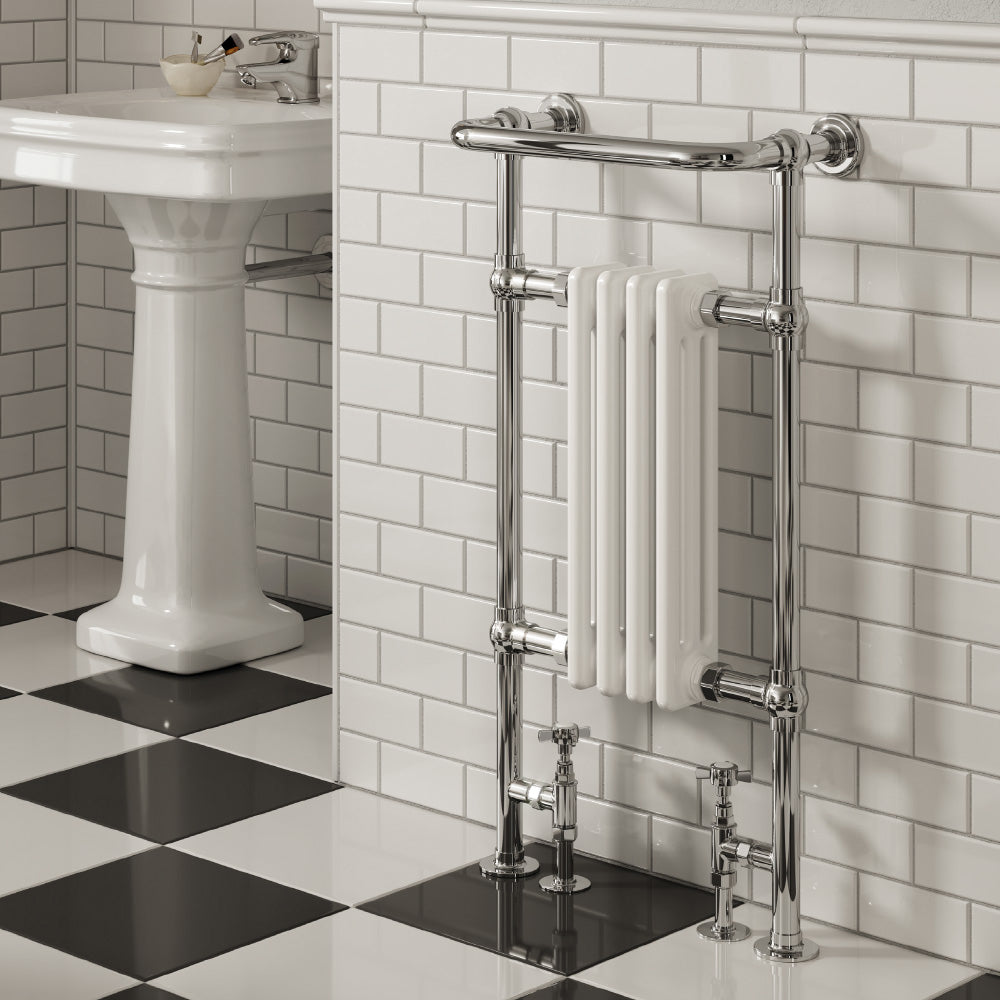 Alicia Heated Towel Rail - 960mm x 495mm - Chrome/White