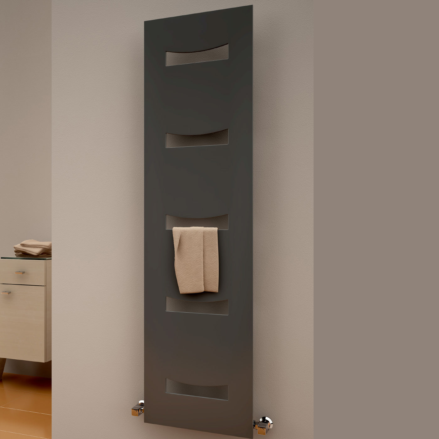 Ancora Vertical Heated Towel Radiator - 1800mm x 490mm - Anthracite