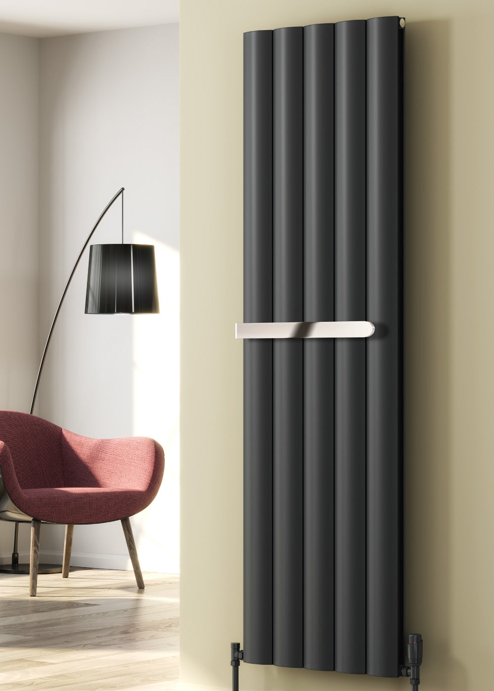 Belva Vertical Double Aluminium Radiator - 1800mm Tall - Anthracite - Various Sizes