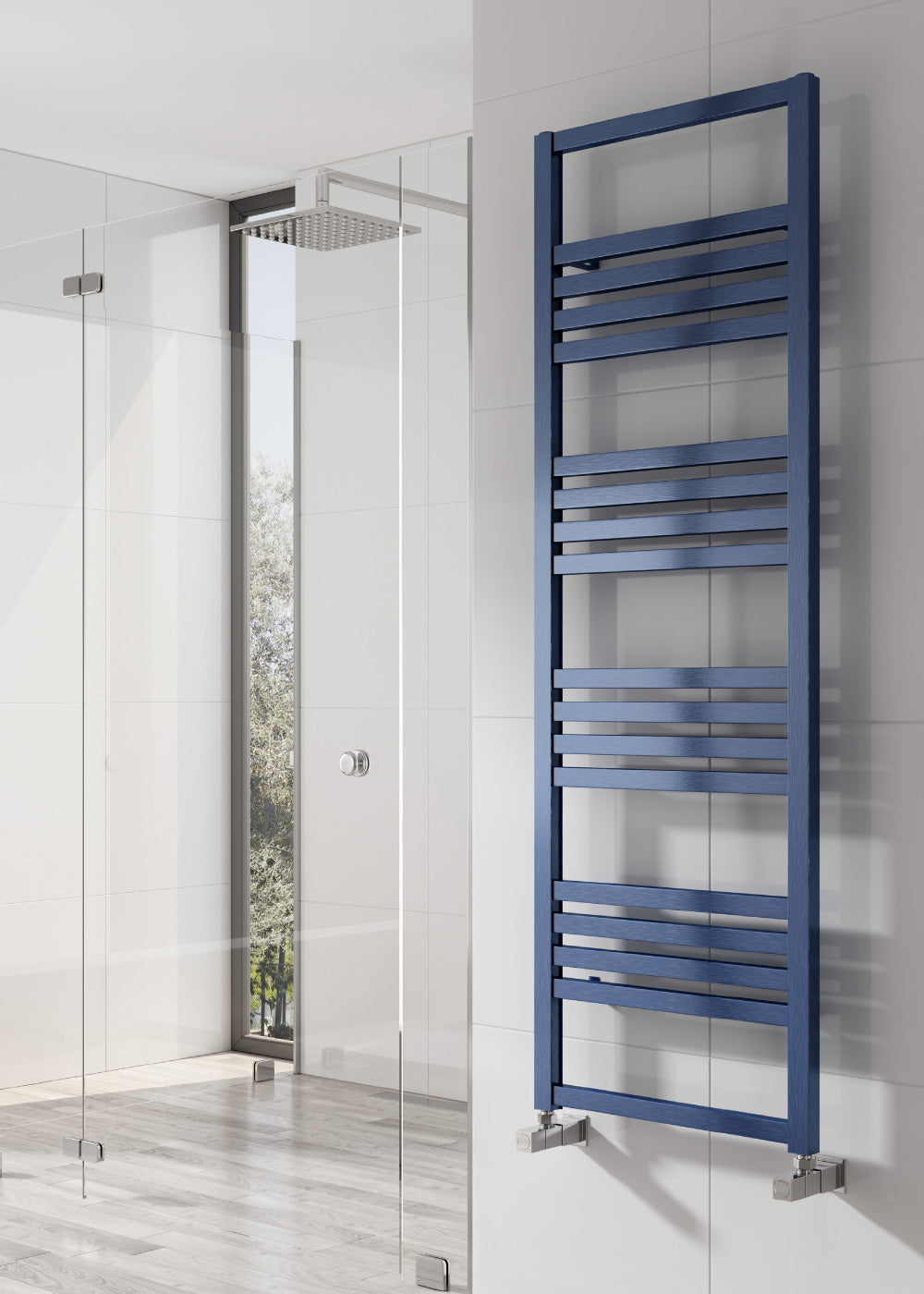 Bolca Aluminium Heated Towel Rail - Various Sizes - Satin Blue