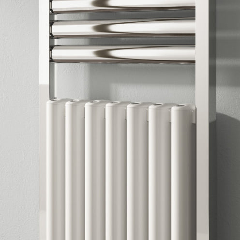Burton Electric Aluminium Heated Towel Rail Radiator - 1180mm x 485mm - White/Chrome