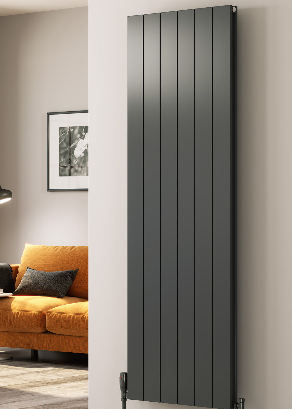 Kamari Vertical Double Aluminium Radiator - 1800mm Tall - Anthracite - Various Sizes